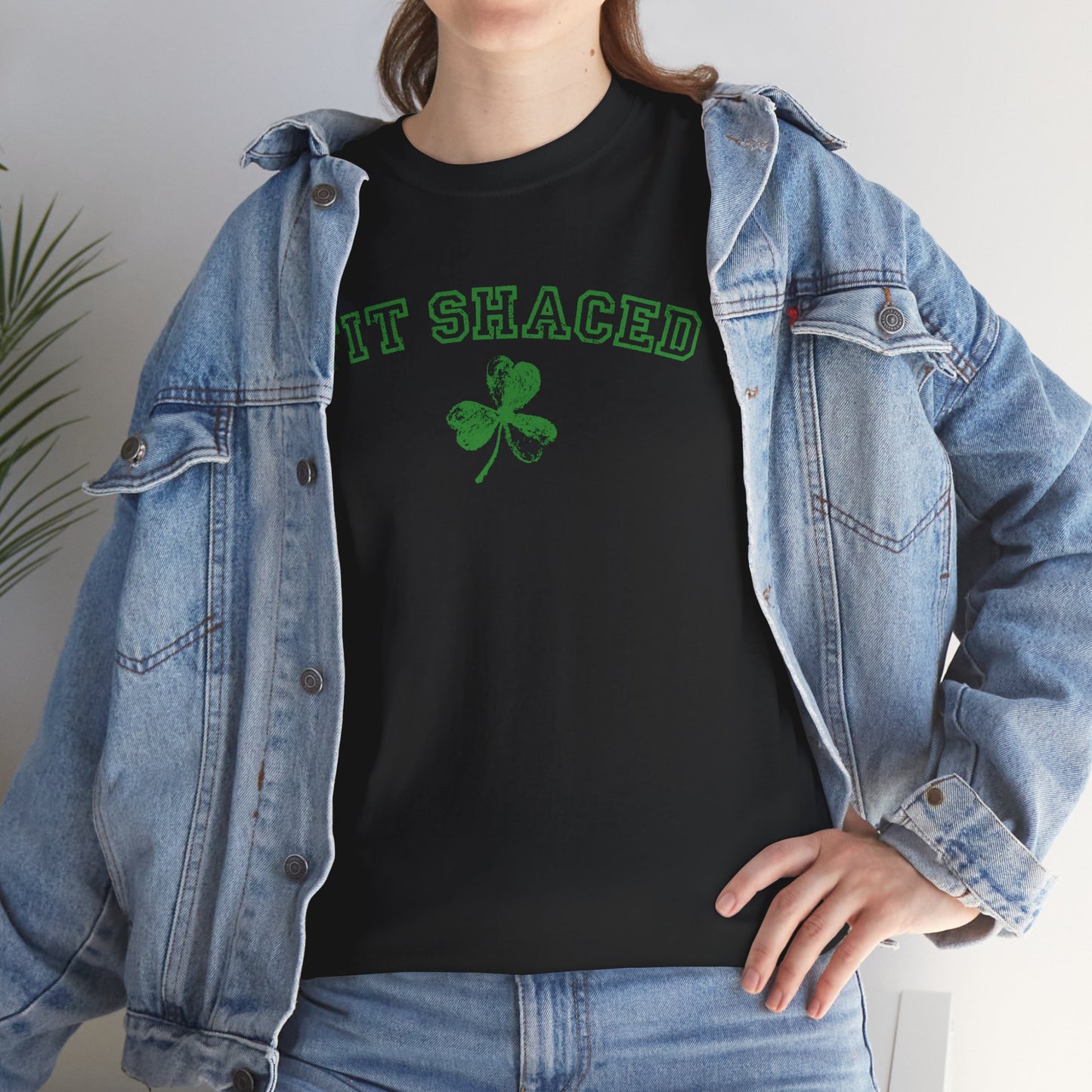 Funny St. Patrick's Day Unisex Heavy Cotton Tee - "Fit Shaced" Shamrock Design