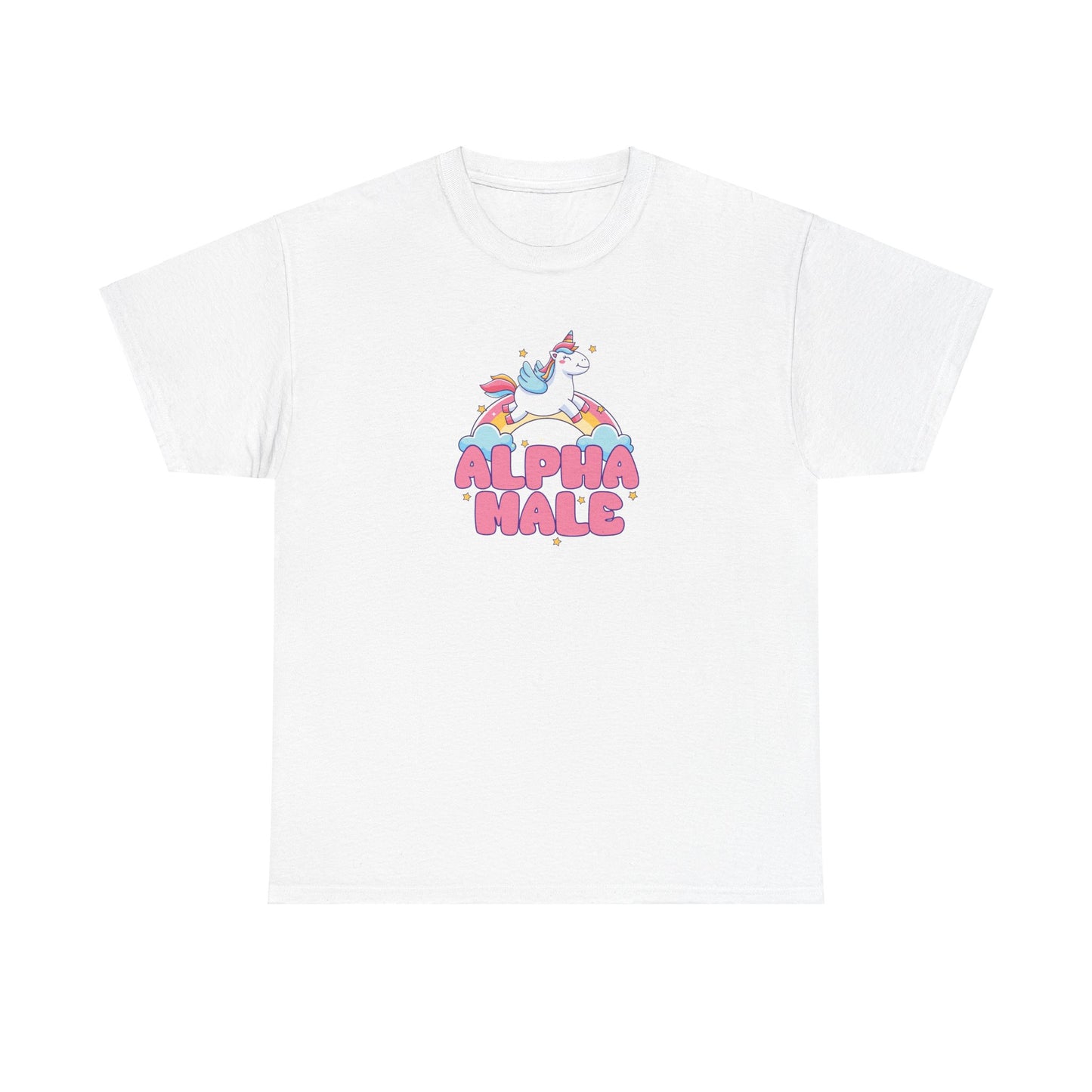 Funny 'Alpha Male' Unicorn and Rainbow Novelty T-Shirt