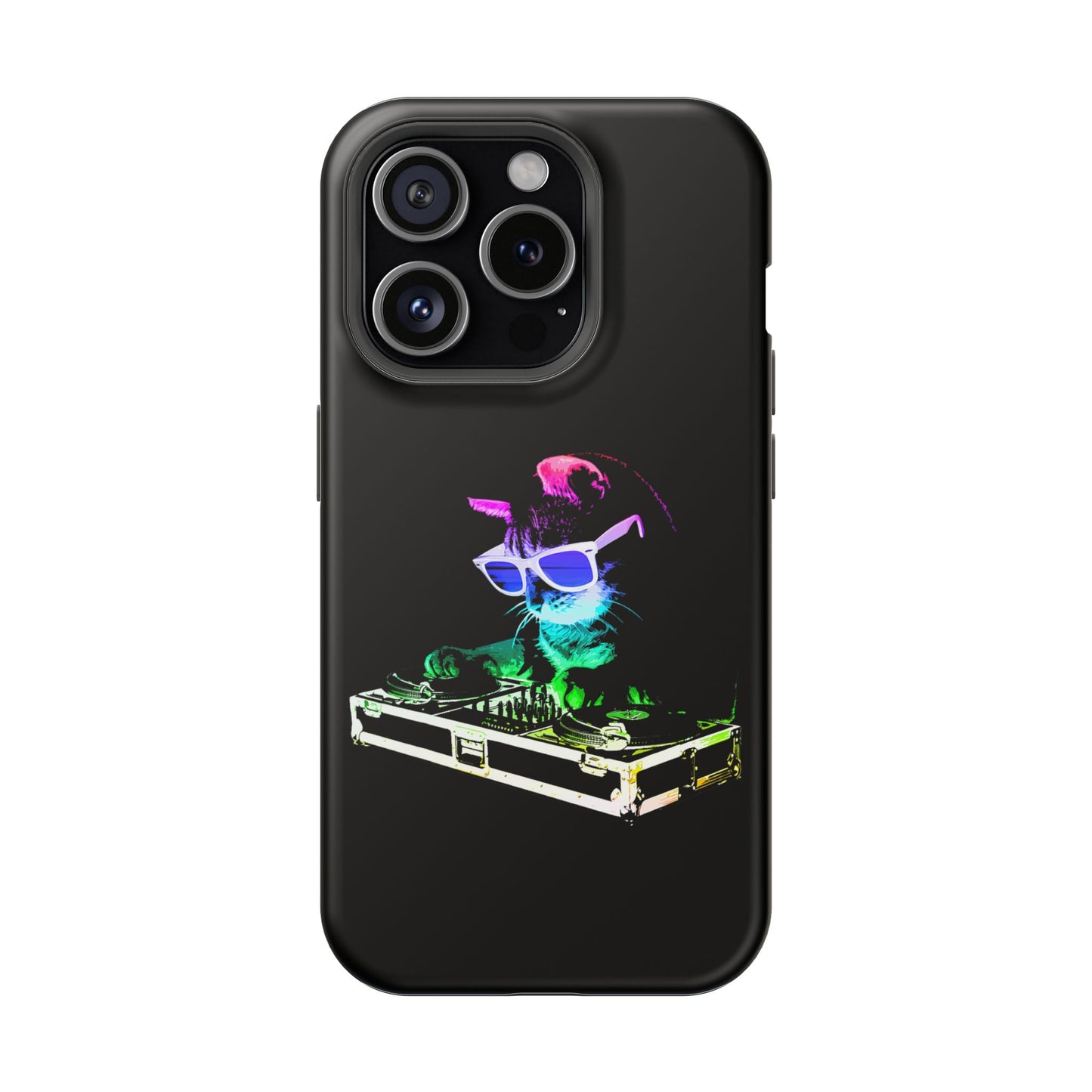 iPhone Case - Retro Rainbow DJ Kitty - MagSafe