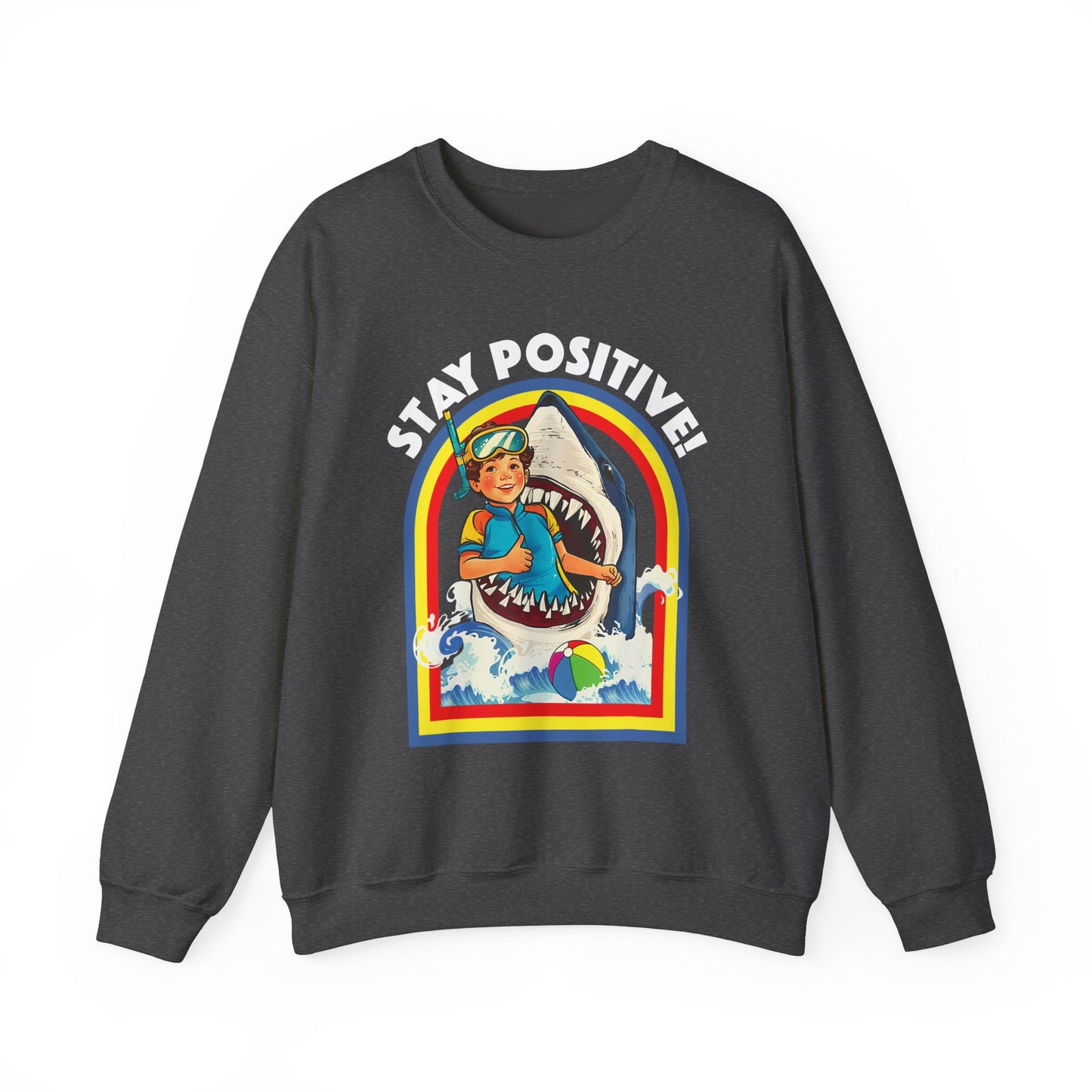 Funny Vintage Retro Shark 'Stay Positive' Sweatshirt