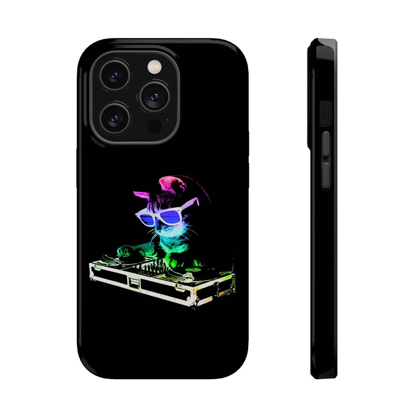 iPhone Case - Retro Rainbow DJ Kitty - MagSafe