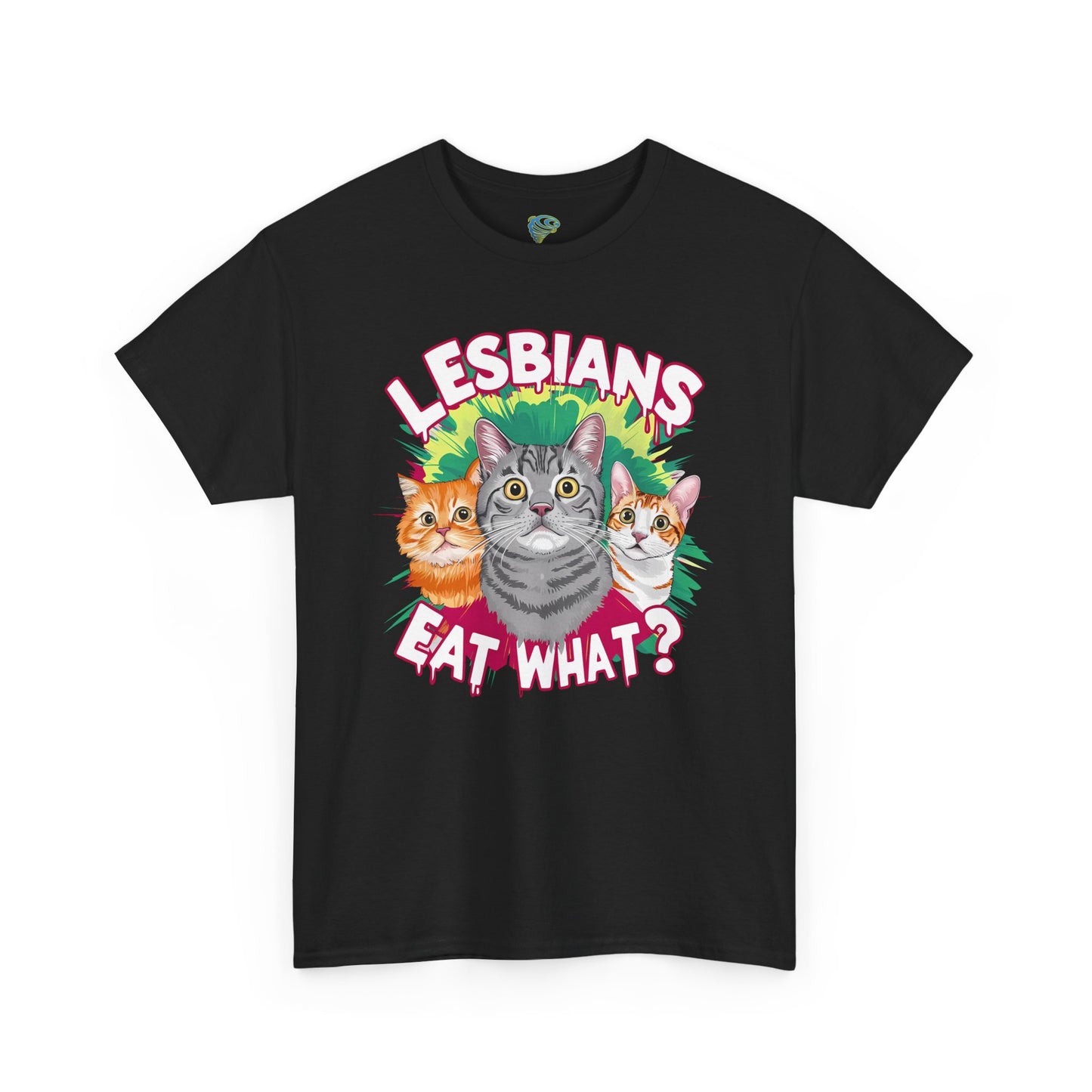 Lesbians Eat What? Unisex Heavy Cotton Tee - Fun & Quirky Cat Design