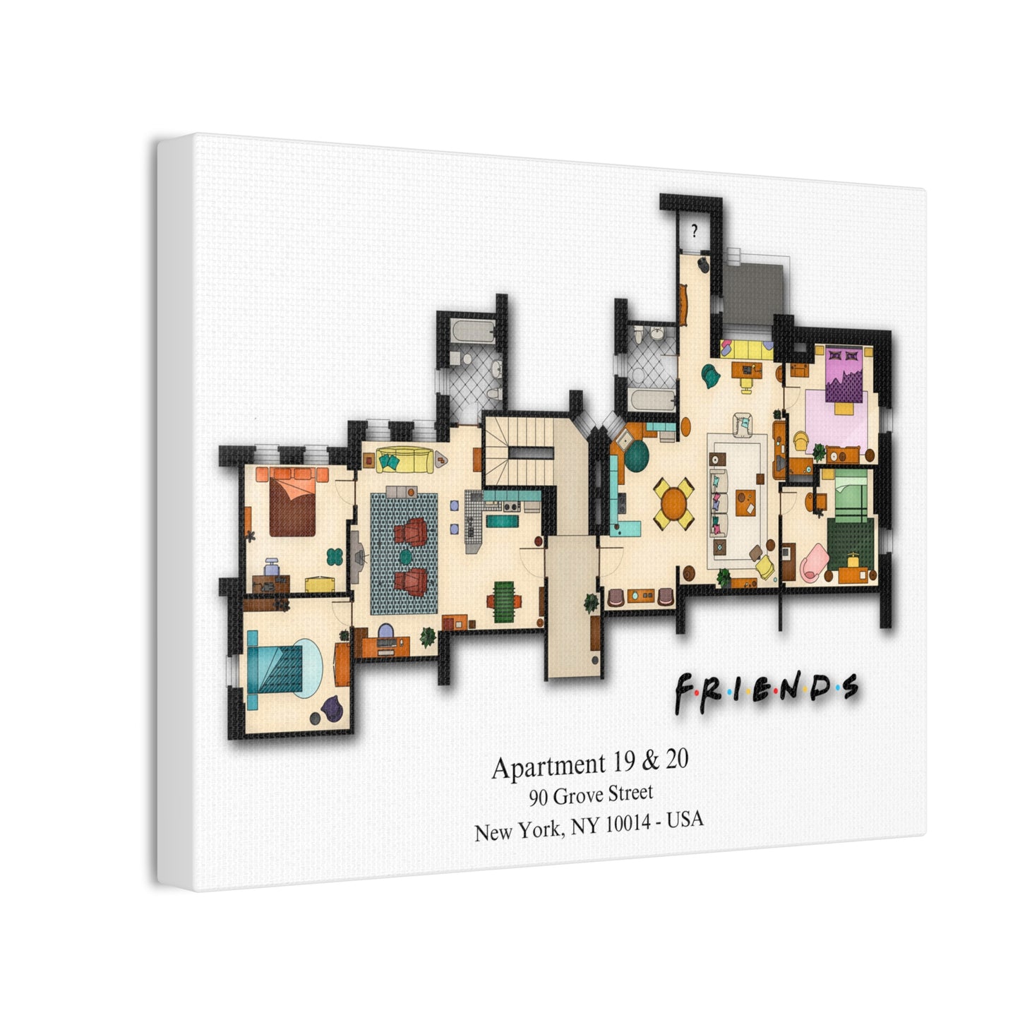 Friends TV Show Apartments 19 & 20 Layout Canvas Prints - Various Size Options