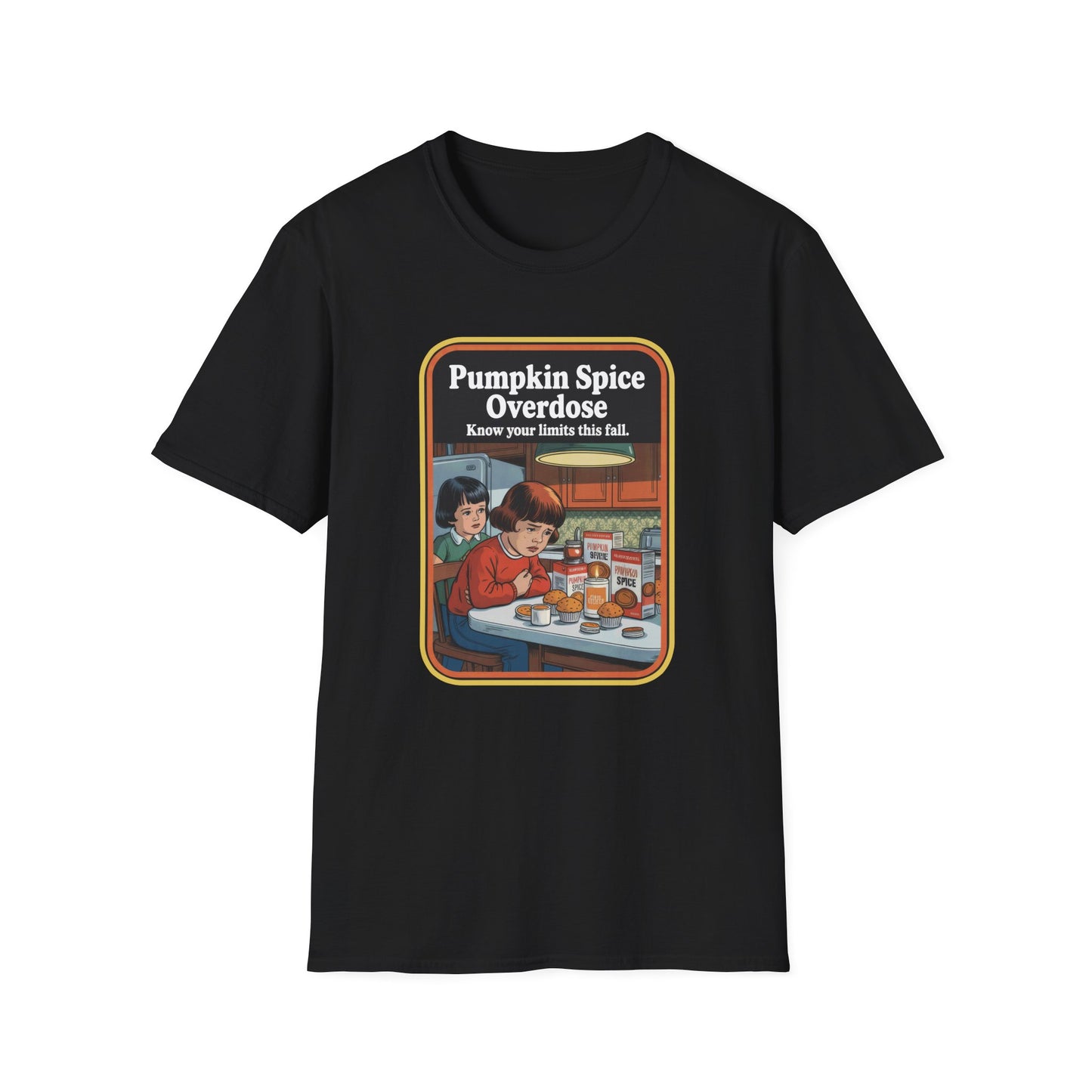 Pumpkin Spice Overdose T-Shirt, Funny Fall Apparel, Autumn Fashion, Seasonal Humor Tee, Cozy Gift for Coffee Lovers