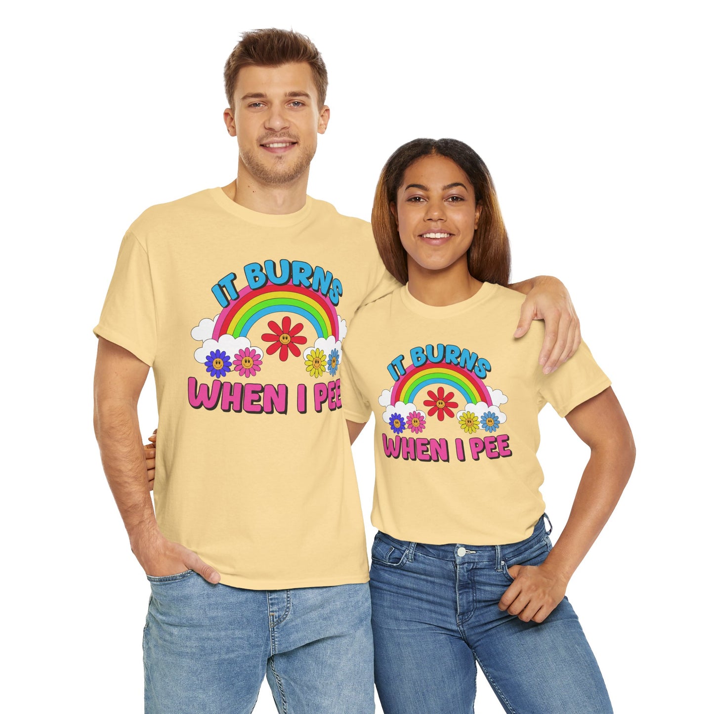 Funny It Burns When I Pee T-Shirt, Unisex Heavy Cotton Tee, Joke Tee, Gag Gift Shirt, Humor Top