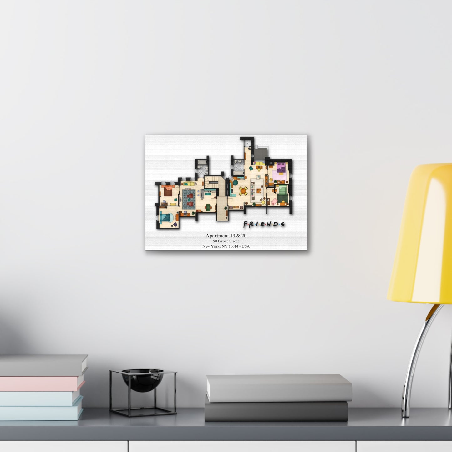 Friends TV Show Apartments 19 & 20 Layout Canvas Prints - Various Size Options