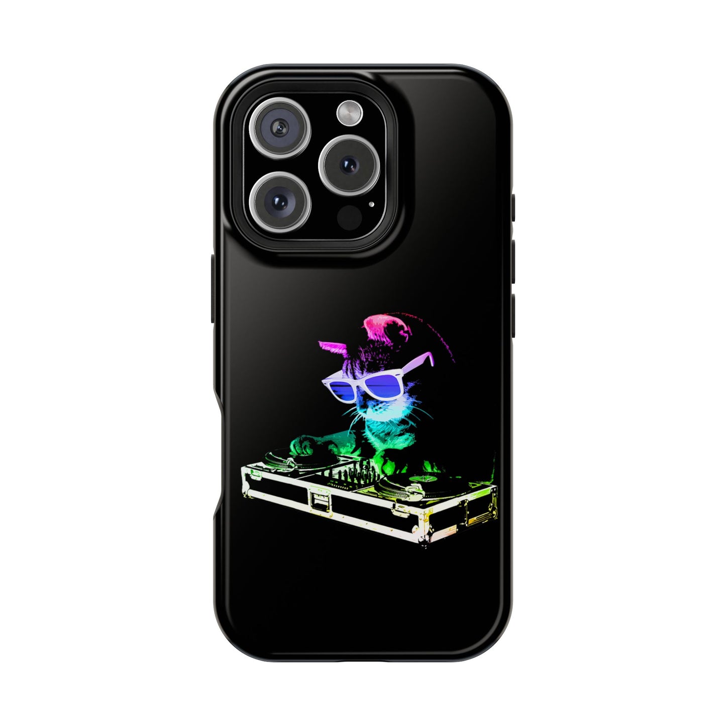 iPhone Case - Retro Rainbow DJ Kitty - MagSafe
