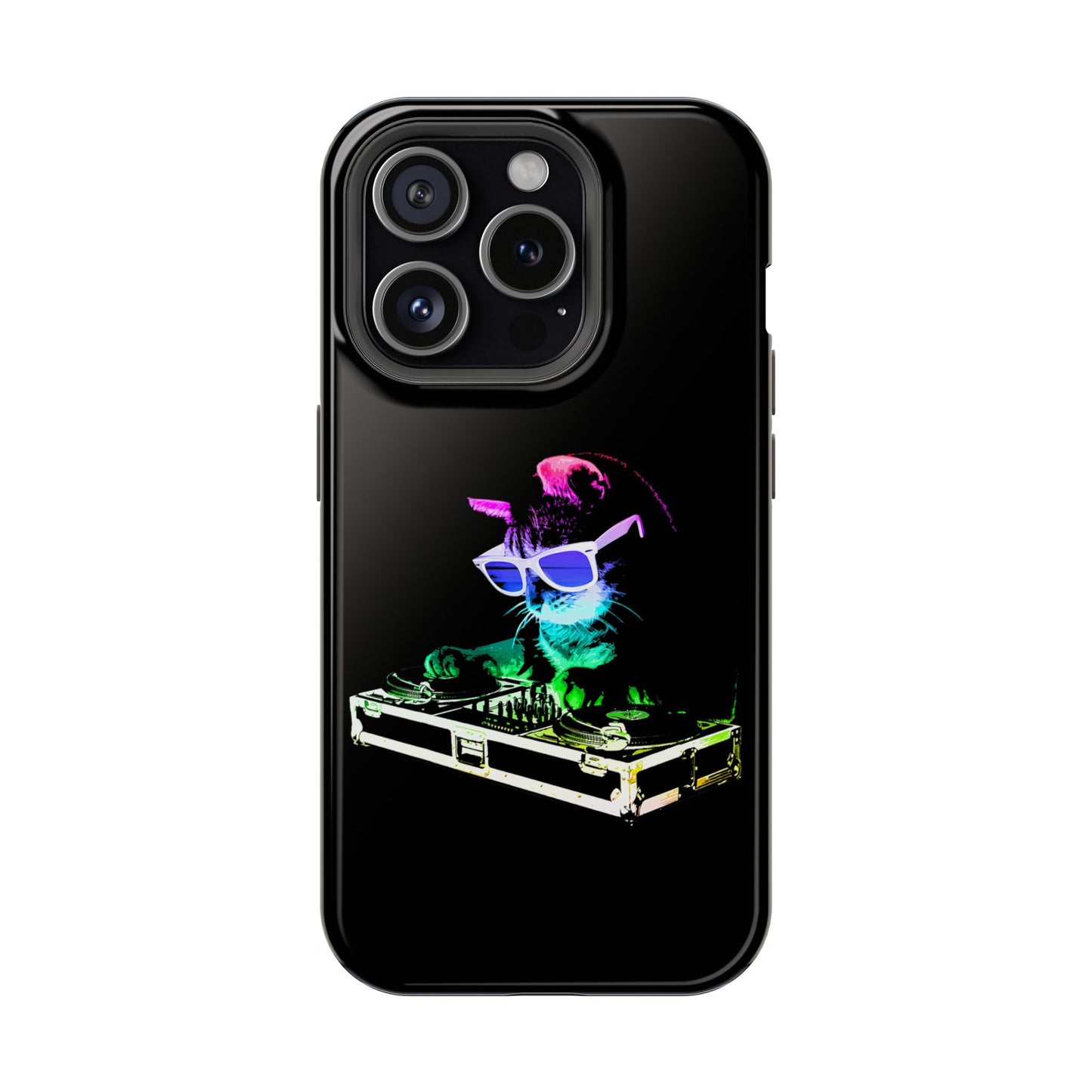 iPhone Case - Retro Rainbow DJ Kitty - MagSafe