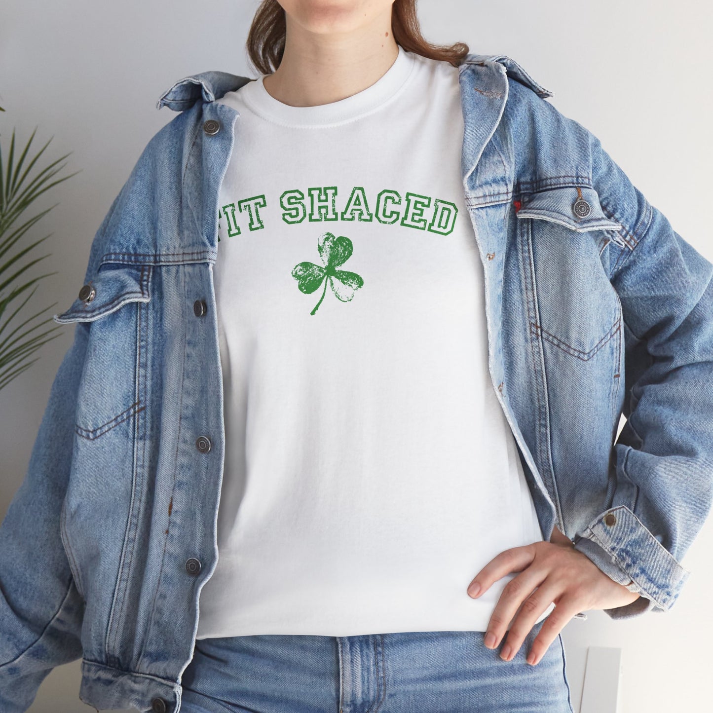 Funny St. Patrick's Day Unisex Heavy Cotton Tee - "Fit Shaced" Shamrock Design