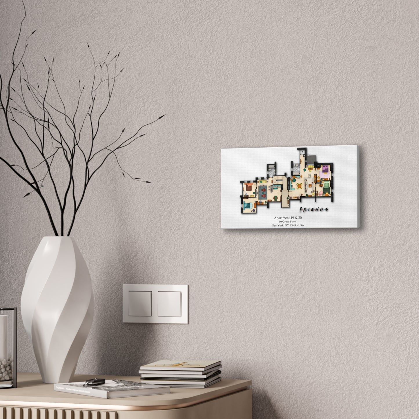 Friends TV Show Apartments 19 & 20 Layout Canvas Prints - Various Size Options