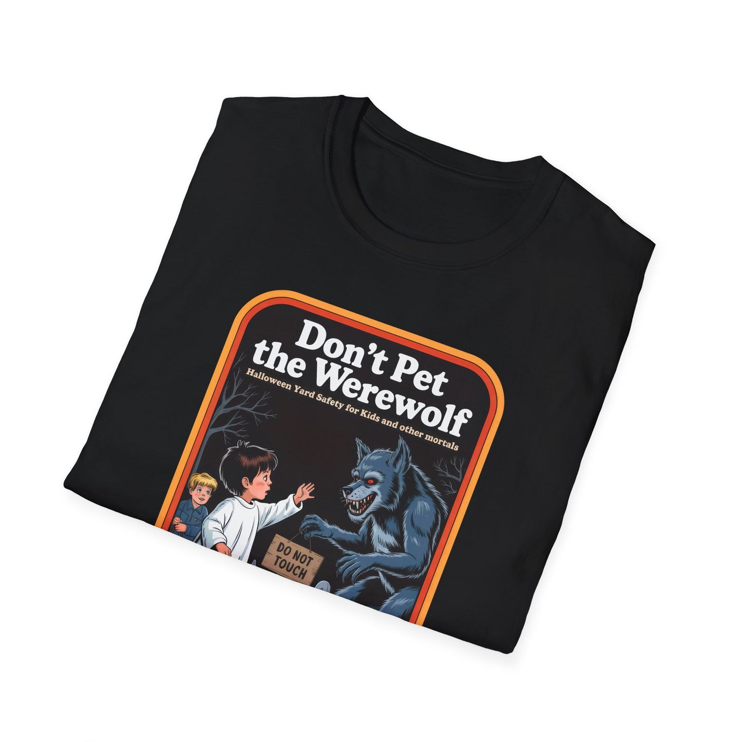 Funny Werewolf Warning Vintage Tee, Halloween Shirt, Spooky Graphic T-Shirt, Unisex Casual Wear, Autumn Outfit, Gift for Monster Lovers