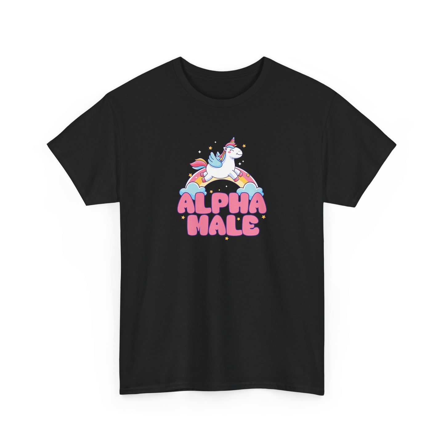 Funny 'Alpha Male' Unicorn and Rainbow Novelty T-Shirt