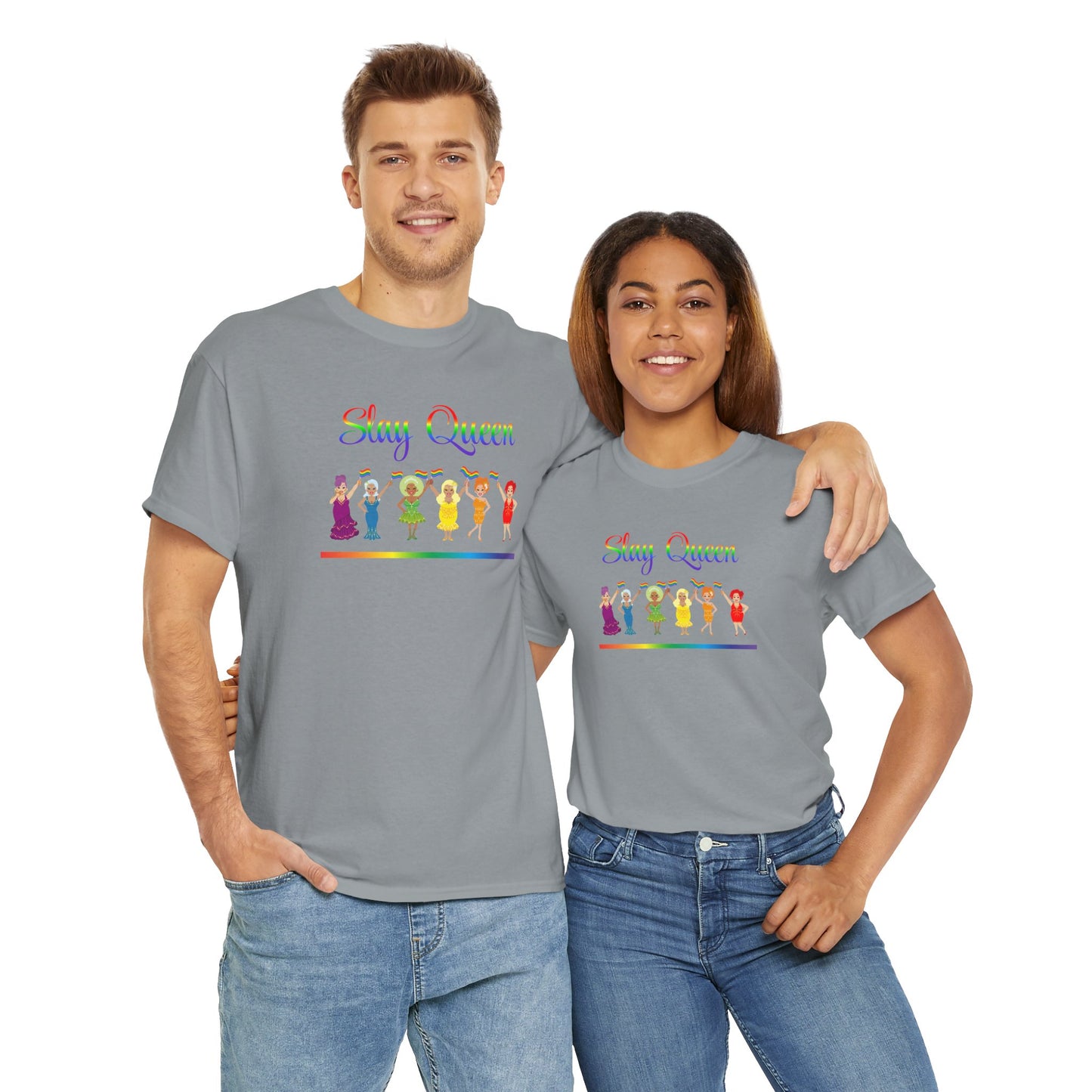 Pride Celebratory Drag Queen Tee - Slay Queen, Unisex Cotton Tee, LGBTQ+ Apparel