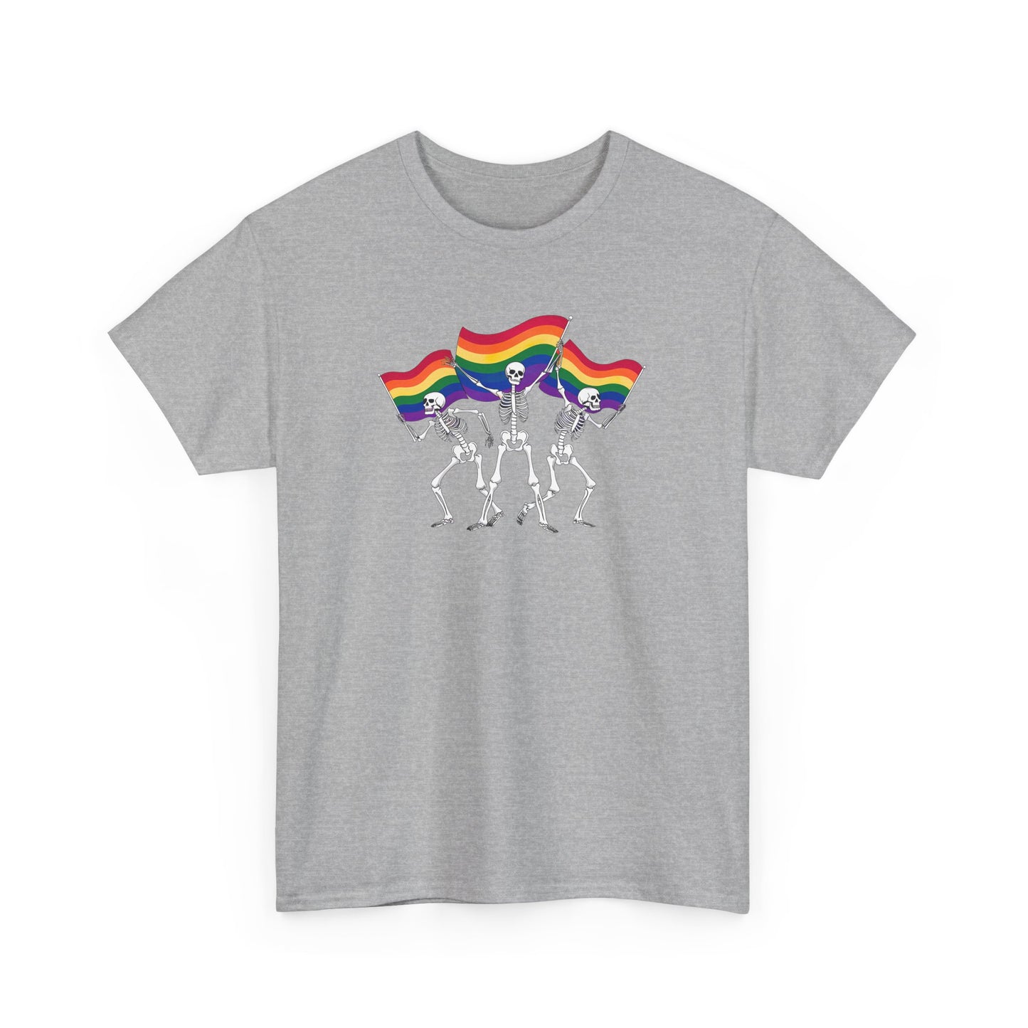 Pride Celebration Tee, Rainbow Skeletons Shirt, Unisex Cotton T-Shirt, LGBTQ+ Apparel, Fun Party Wear, Festival Top