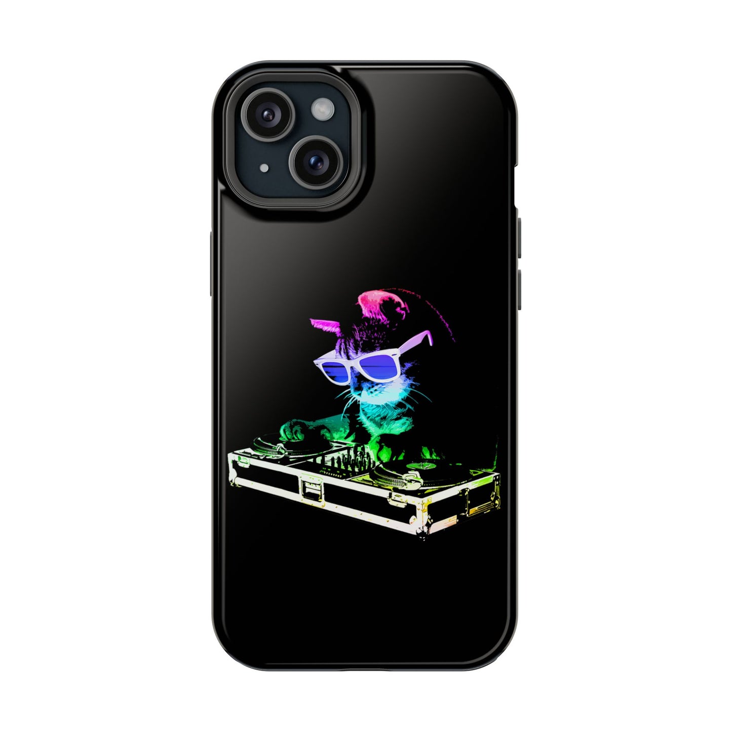 iPhone Case - Retro Rainbow DJ Kitty - MagSafe