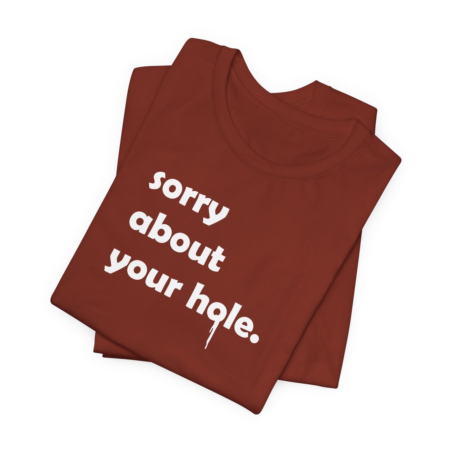 Funny Adult Novelty T-Shirt, Sorry About Your Hole Sexy Tee, Inappropriate Humor Shirt, Raunchy Graphic Top, Offensive Gift Idea