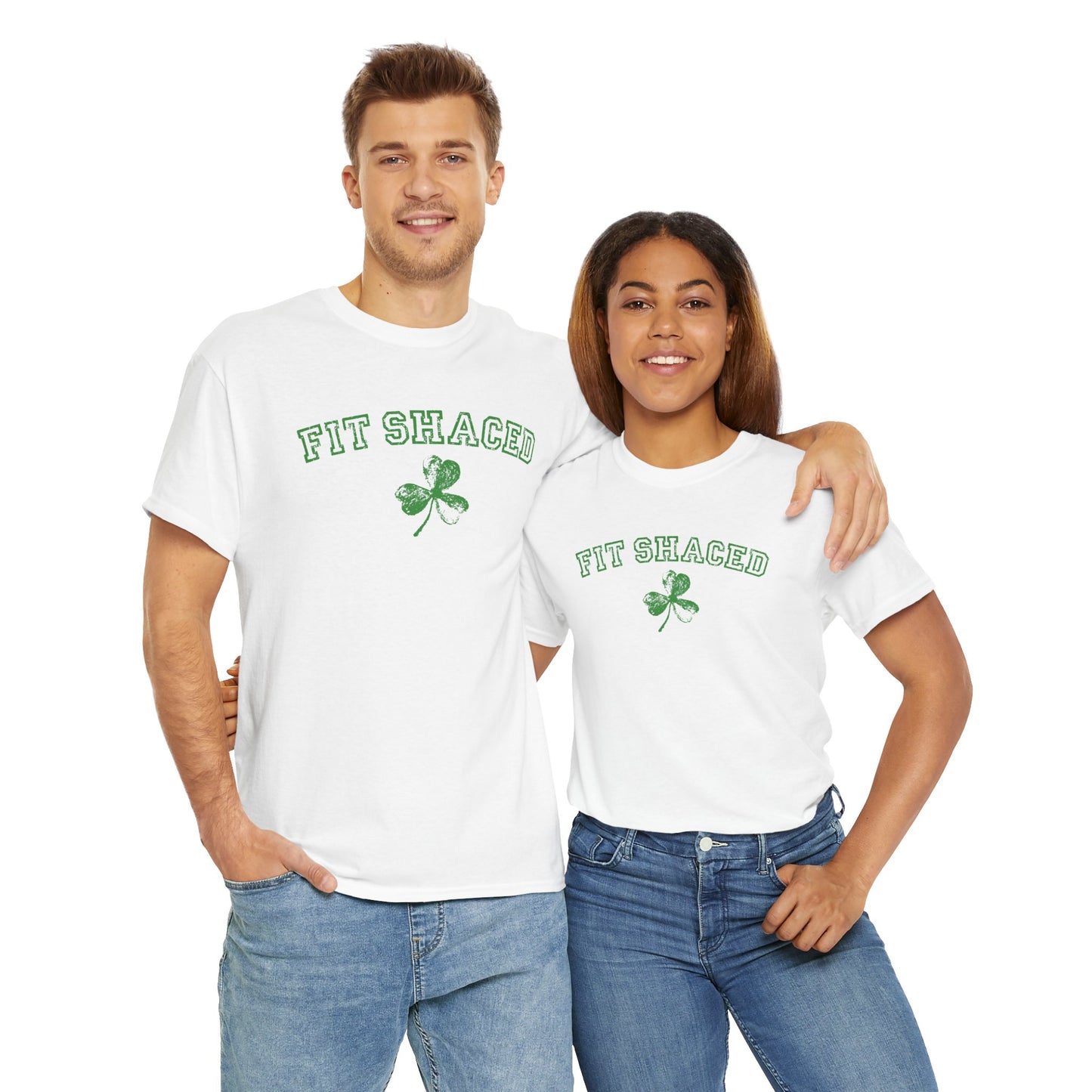 Funny St. Patrick's Day Unisex Heavy Cotton Tee - "Fit Shaced" Shamrock Design
