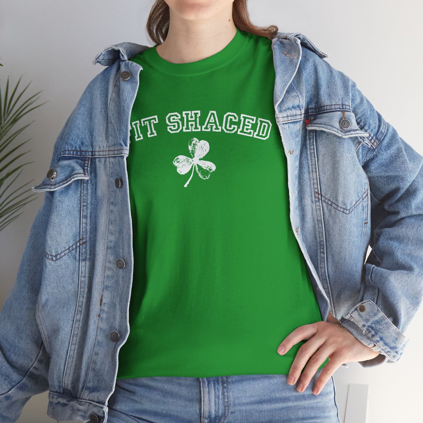Funny St. Patrick's Day Unisex Heavy Cotton Tee - "Fit Shaced" Shamrock Design
