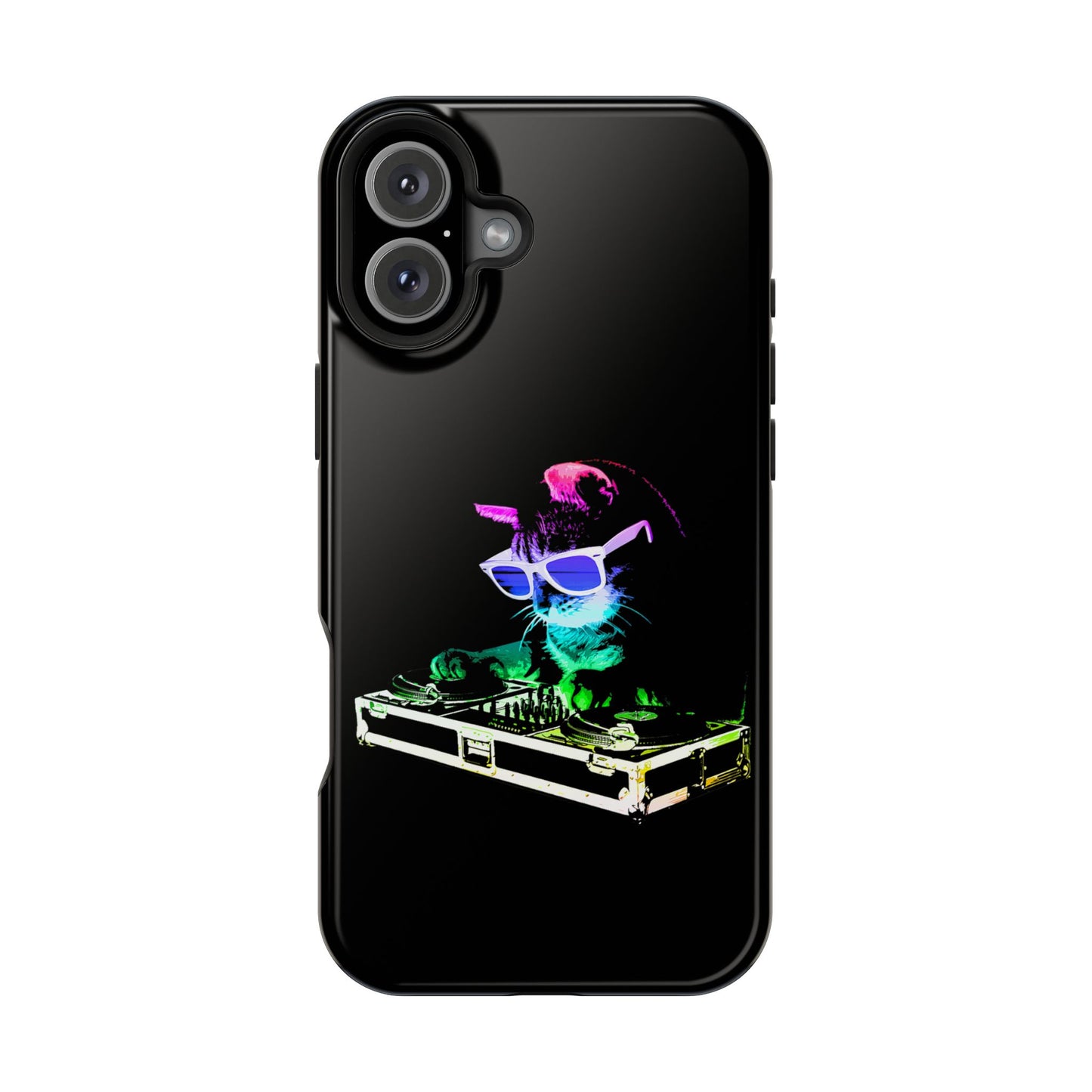 iPhone Case - Retro Rainbow DJ Kitty - MagSafe