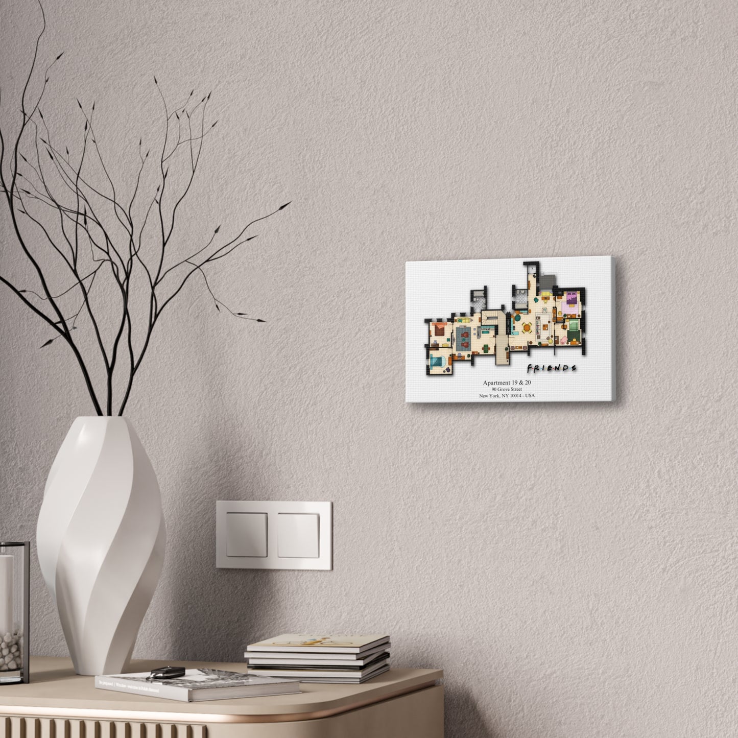 Friends TV Show Apartments 19 & 20 Layout Canvas Prints - Various Size Options
