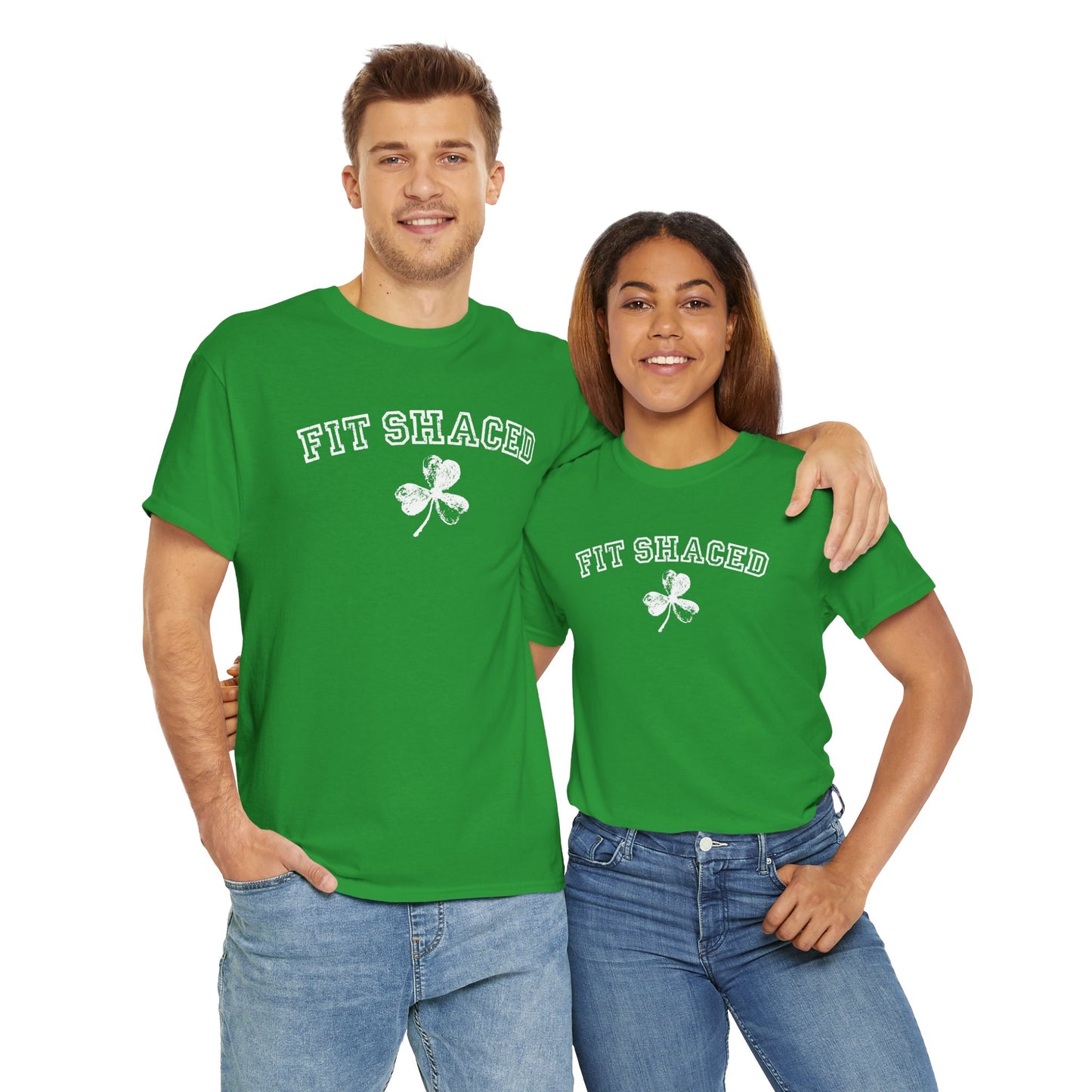Funny St. Patrick's Day Unisex Heavy Cotton Tee - "Fit Shaced" Shamrock Design