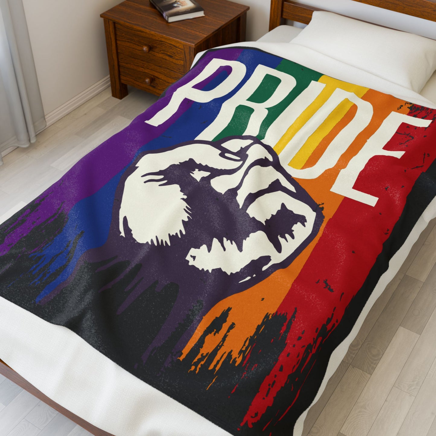 Pride Fist Velveteen Plush Blanket – Cozy Support for LGBTQ+ Rights