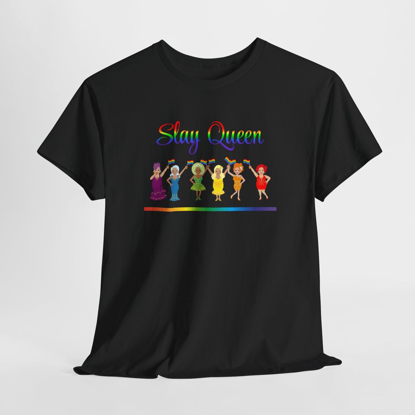 Pride Celebratory Drag Queen Tee - Slay Queen, Unisex Cotton Tee, LGBTQ+ Apparel