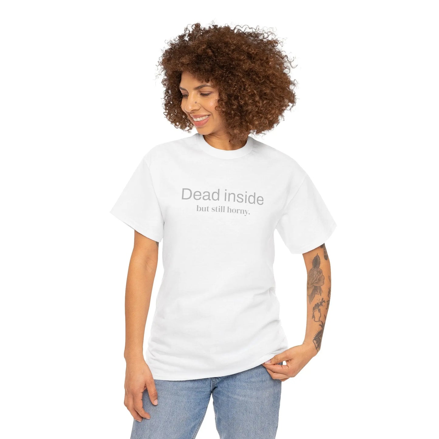 Funny Dead inside but still horny Unisex Heavy Cotton Tee