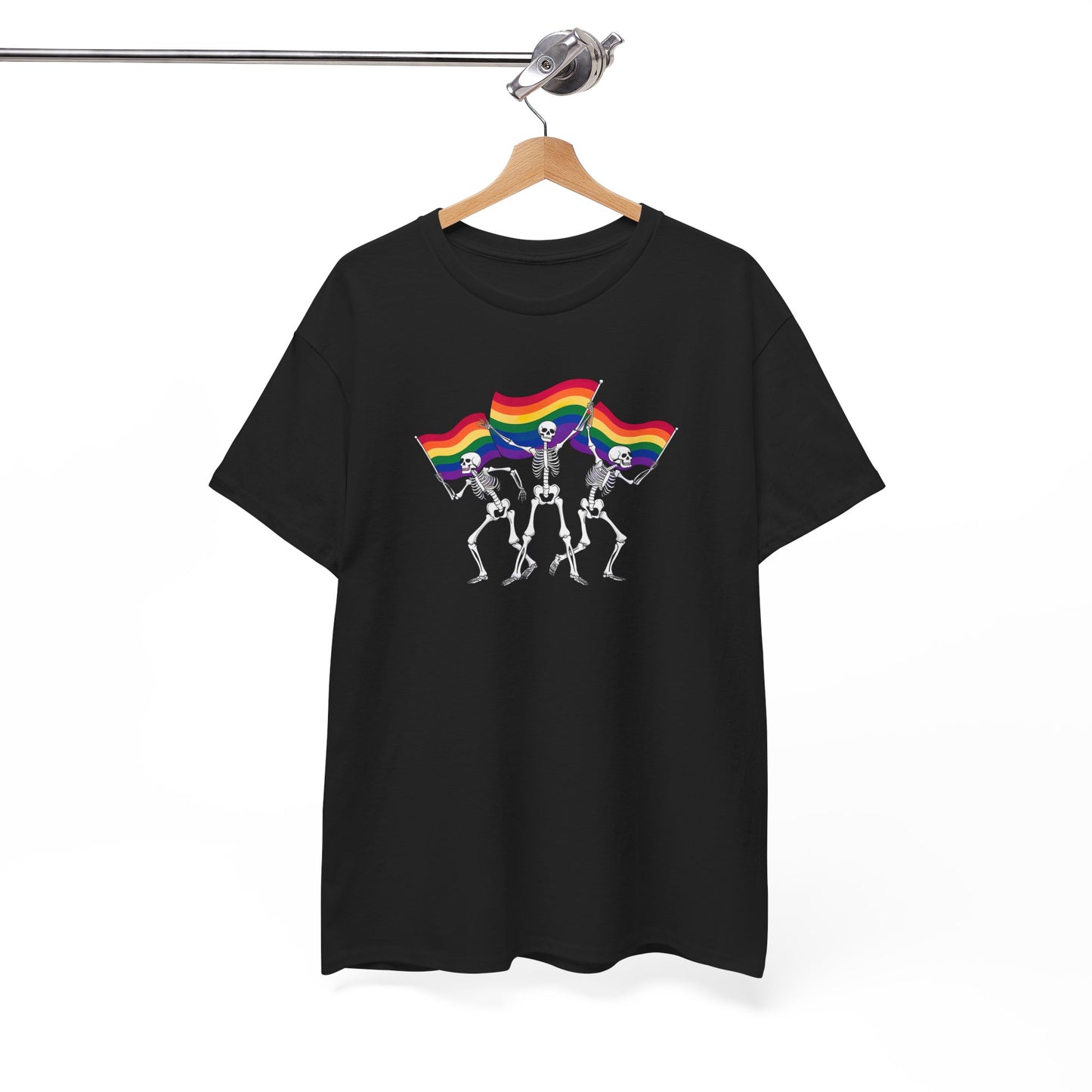 Pride Celebration Tee, Rainbow Skeletons Shirt, Unisex Cotton T-Shirt, LGBTQ+ Apparel, Fun Party Wear, Festival Top