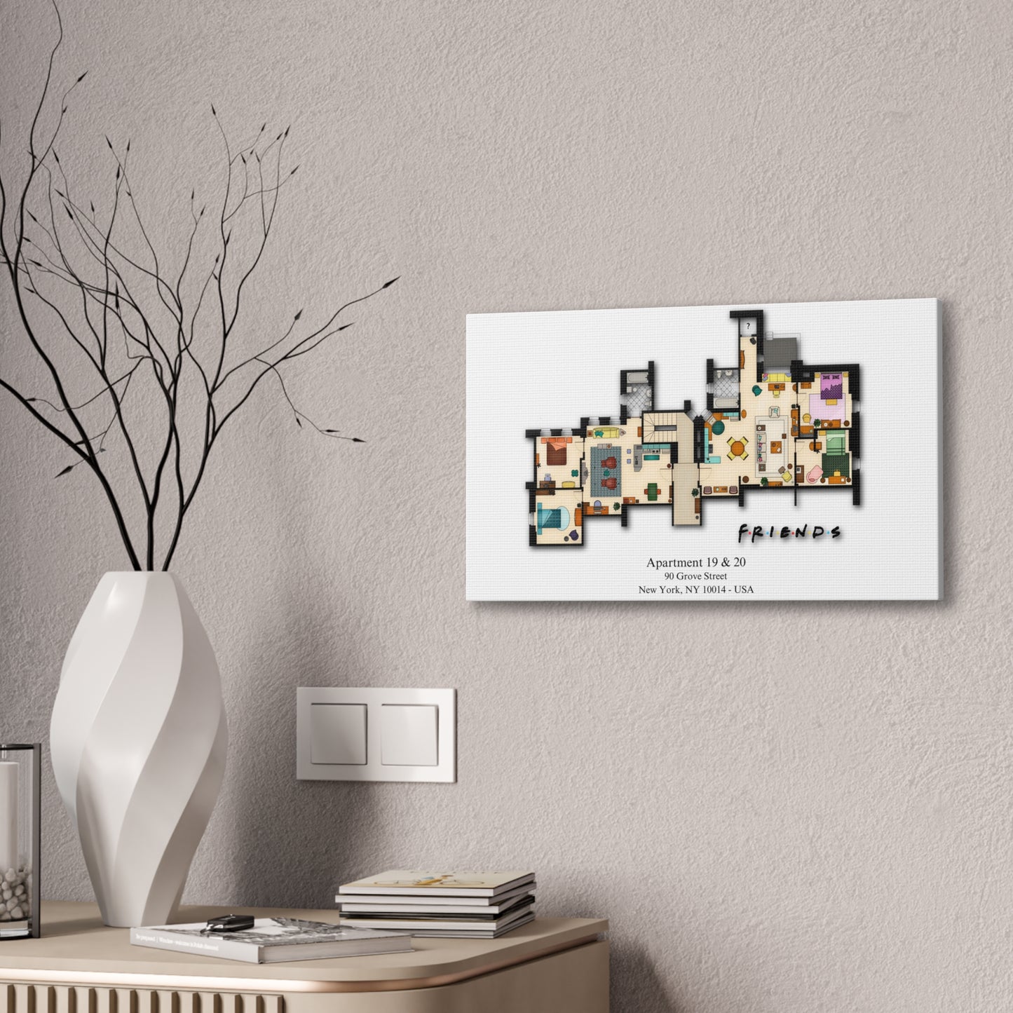 Friends TV Show Apartments 19 & 20 Layout Canvas Prints - Various Size Options