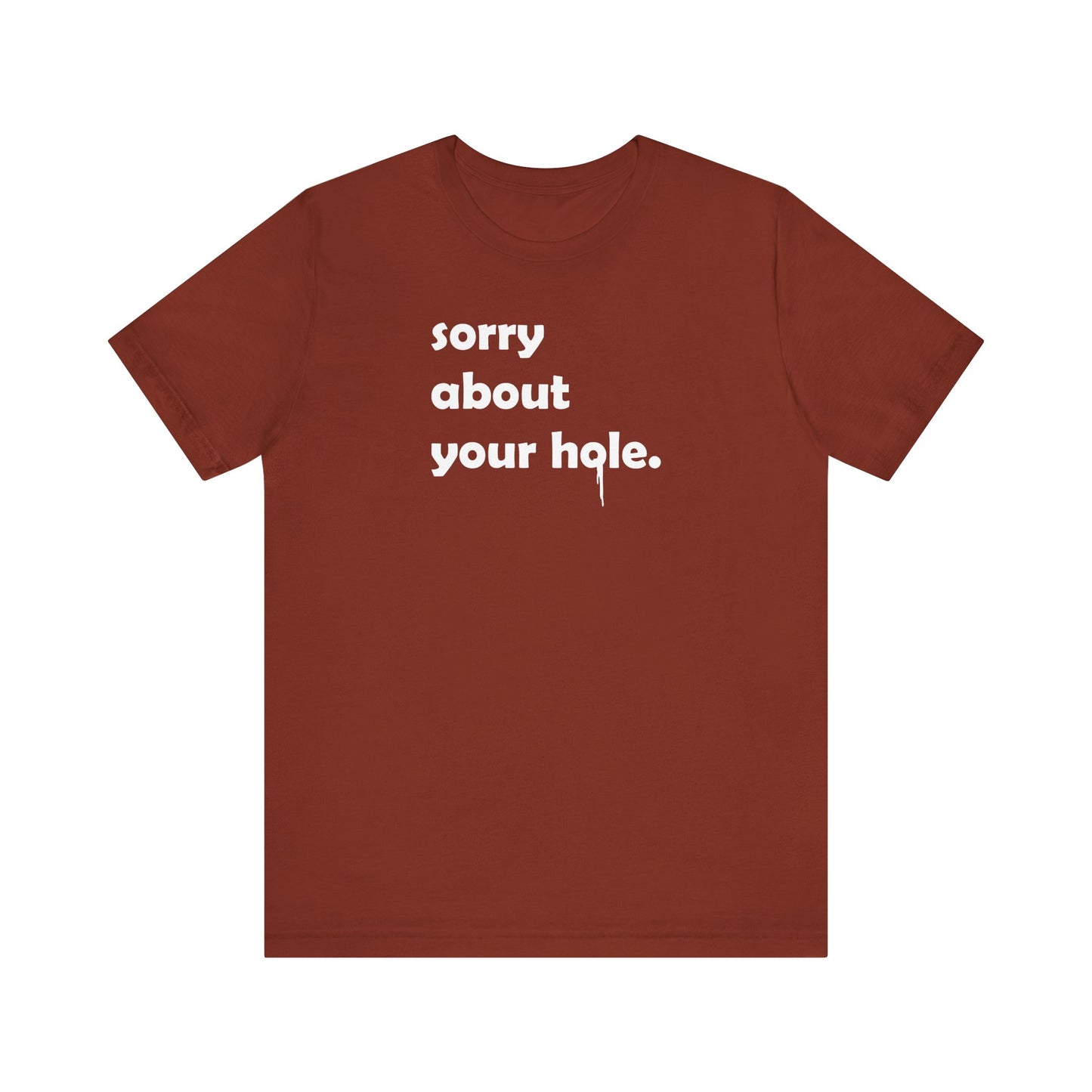 Funny Adult Novelty T-Shirt, Sorry About Your Hole Sexy Tee, Inappropriate Humor Shirt, Raunchy Graphic Top, Offensive Gift Idea