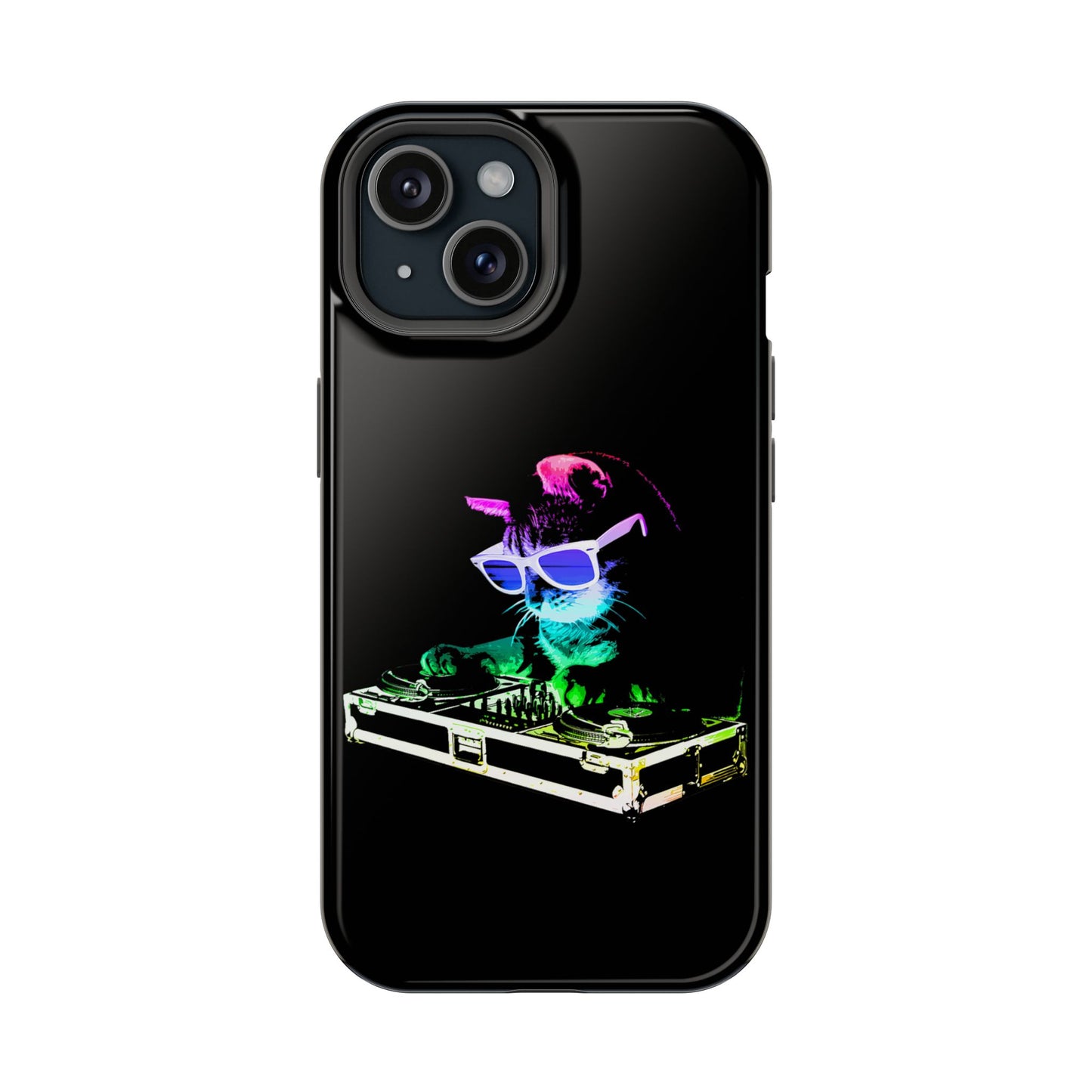 iPhone Case - Retro Rainbow DJ Kitty - MagSafe