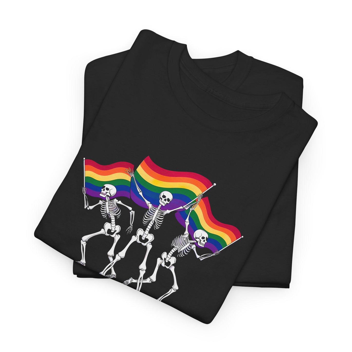 Pride Celebration Tee, Rainbow Skeletons Shirt, Unisex Cotton T-Shirt, LGBTQ+ Apparel, Fun Party Wear, Festival Top