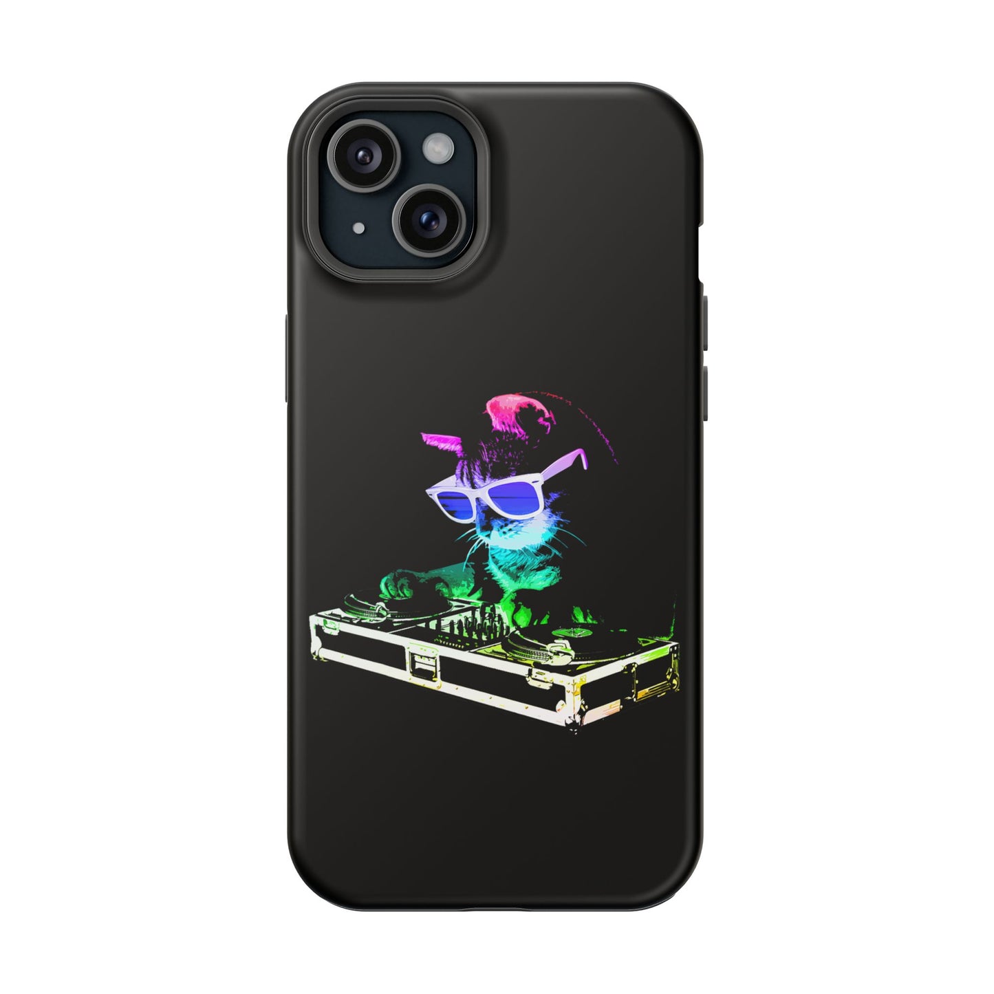 iPhone Case - Retro Rainbow DJ Kitty - MagSafe