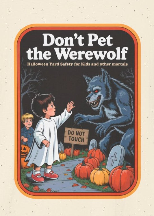 Funny Werewolf Warning Vintage Tee, Halloween Shirt, Spooky Graphic T-Shirt, Unisex Casual Wear, Autumn Outfit, Gift for Monster Lovers