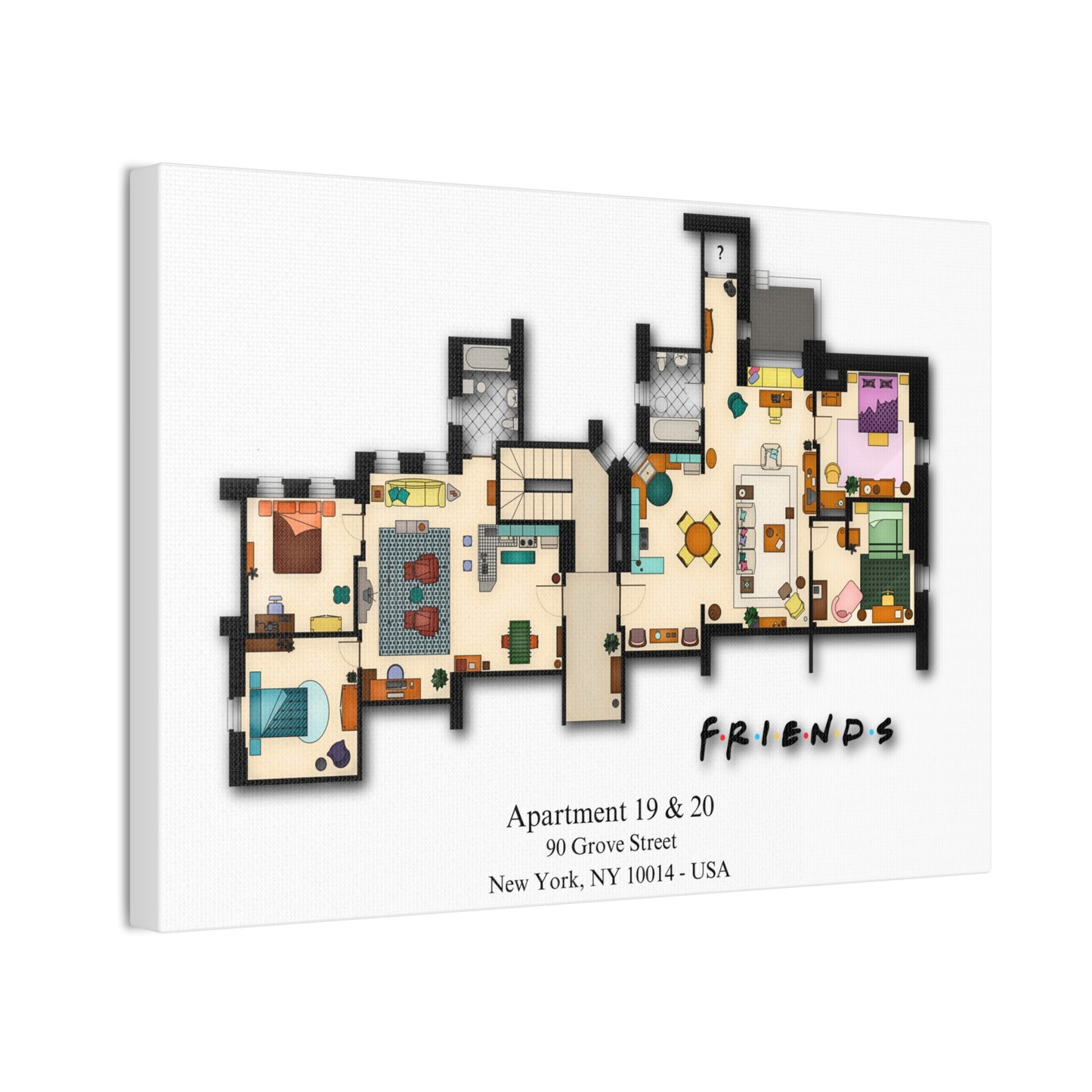 Friends TV Show Apartments 19 & 20 Layout Canvas Prints - Various Size Options