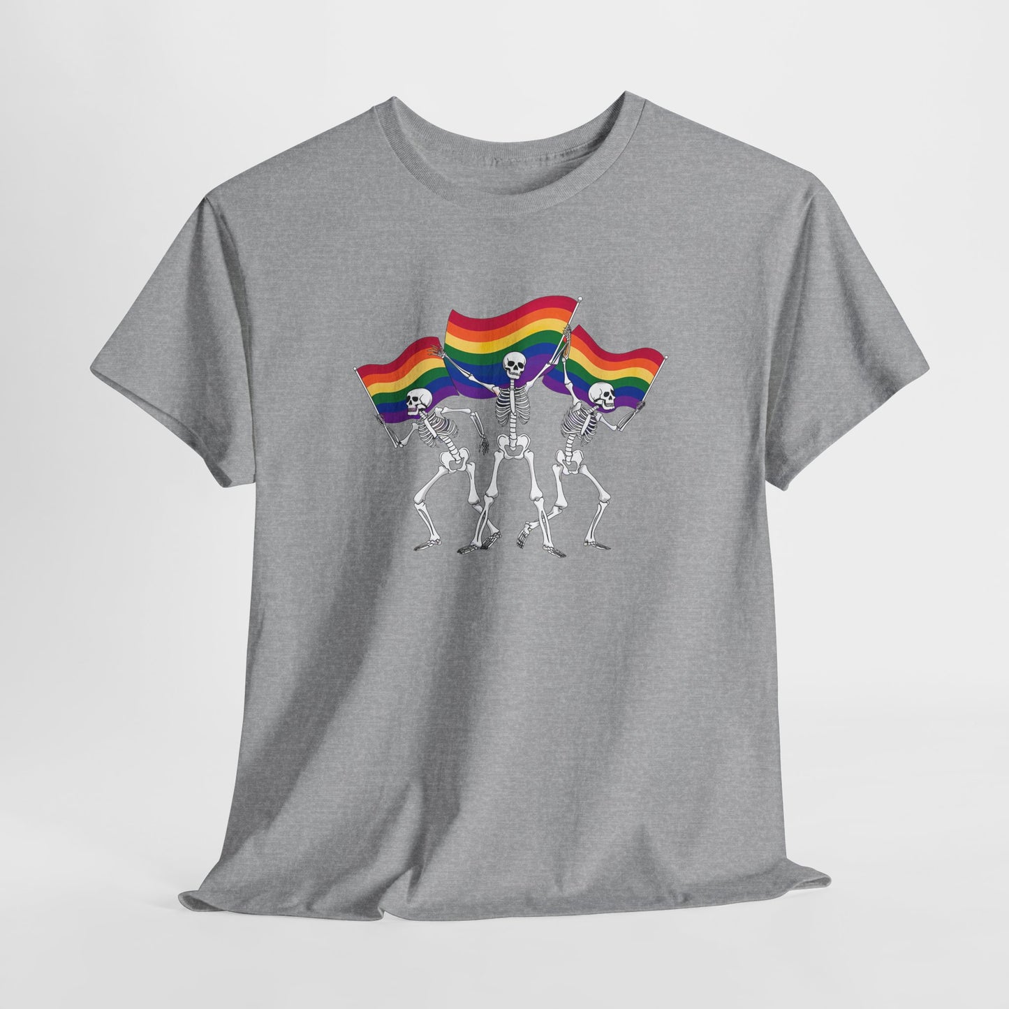 Pride Celebration Tee, Rainbow Skeletons Shirt, Unisex Cotton T-Shirt, LGBTQ+ Apparel, Fun Party Wear, Festival Top