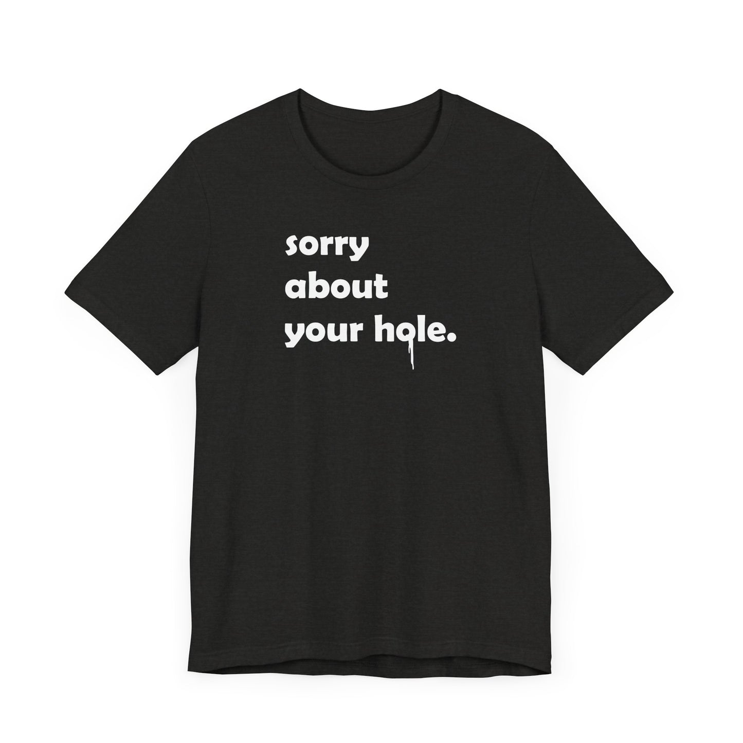 Funny Adult Novelty T-Shirt, Sorry About Your Hole Sexy Tee, Inappropriate Humor Shirt, Raunchy Graphic Top, Offensive Gift Idea