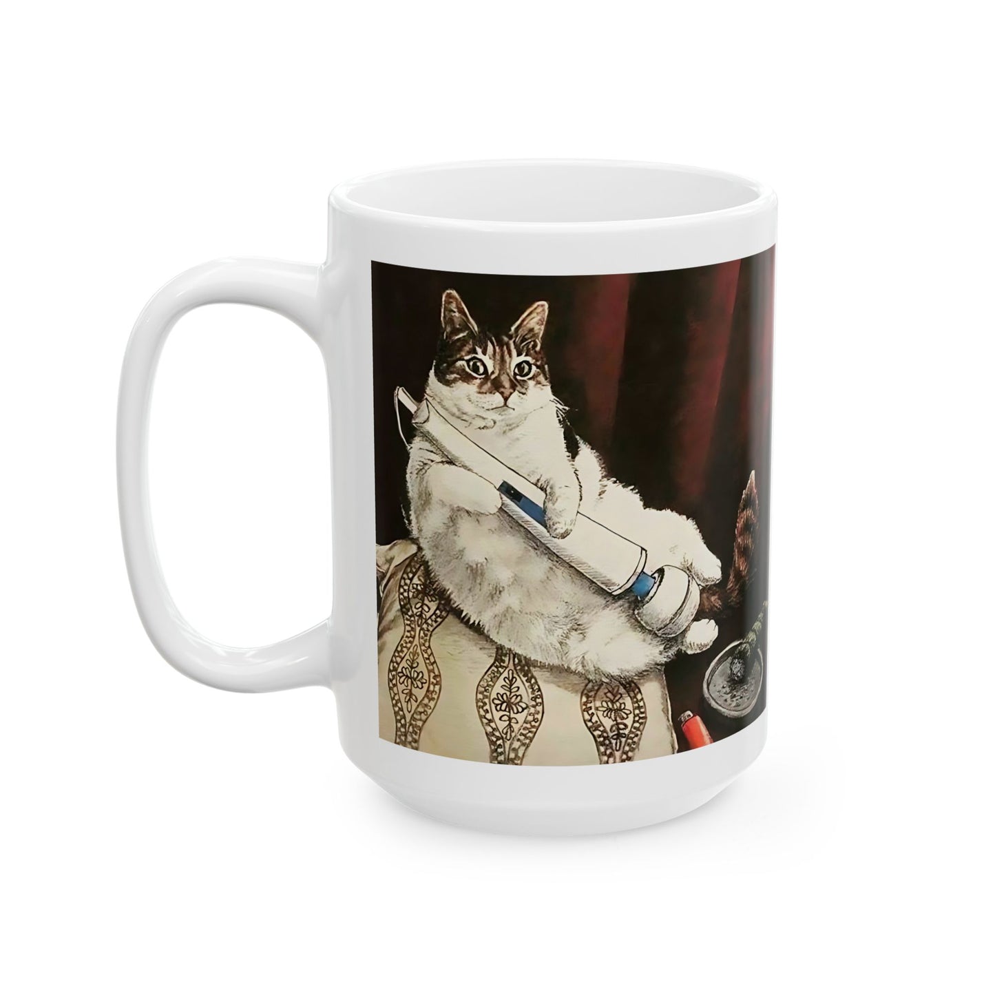 Coffee Mug Funny Cat Toy Adult Humor 15oz Ceramic