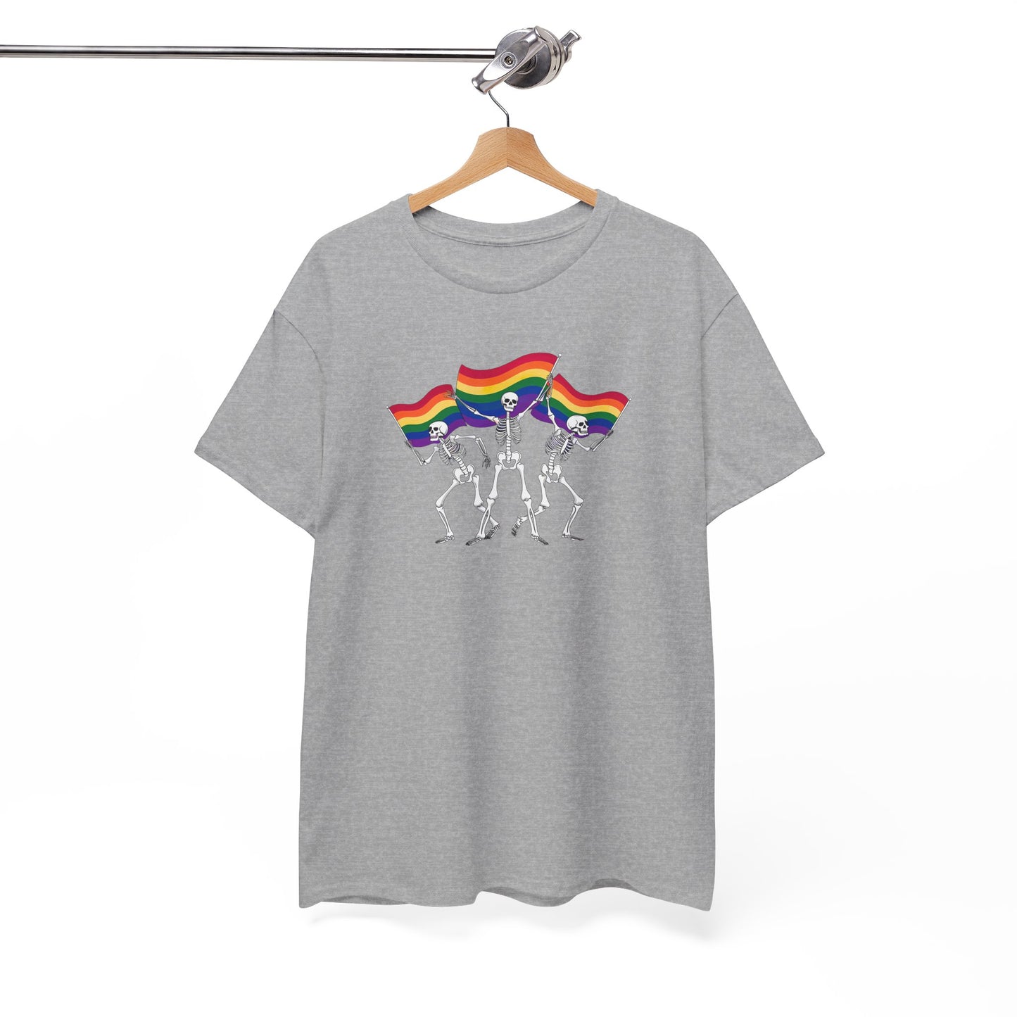 Pride Celebration Tee, Rainbow Skeletons Shirt, Unisex Cotton T-Shirt, LGBTQ+ Apparel, Fun Party Wear, Festival Top