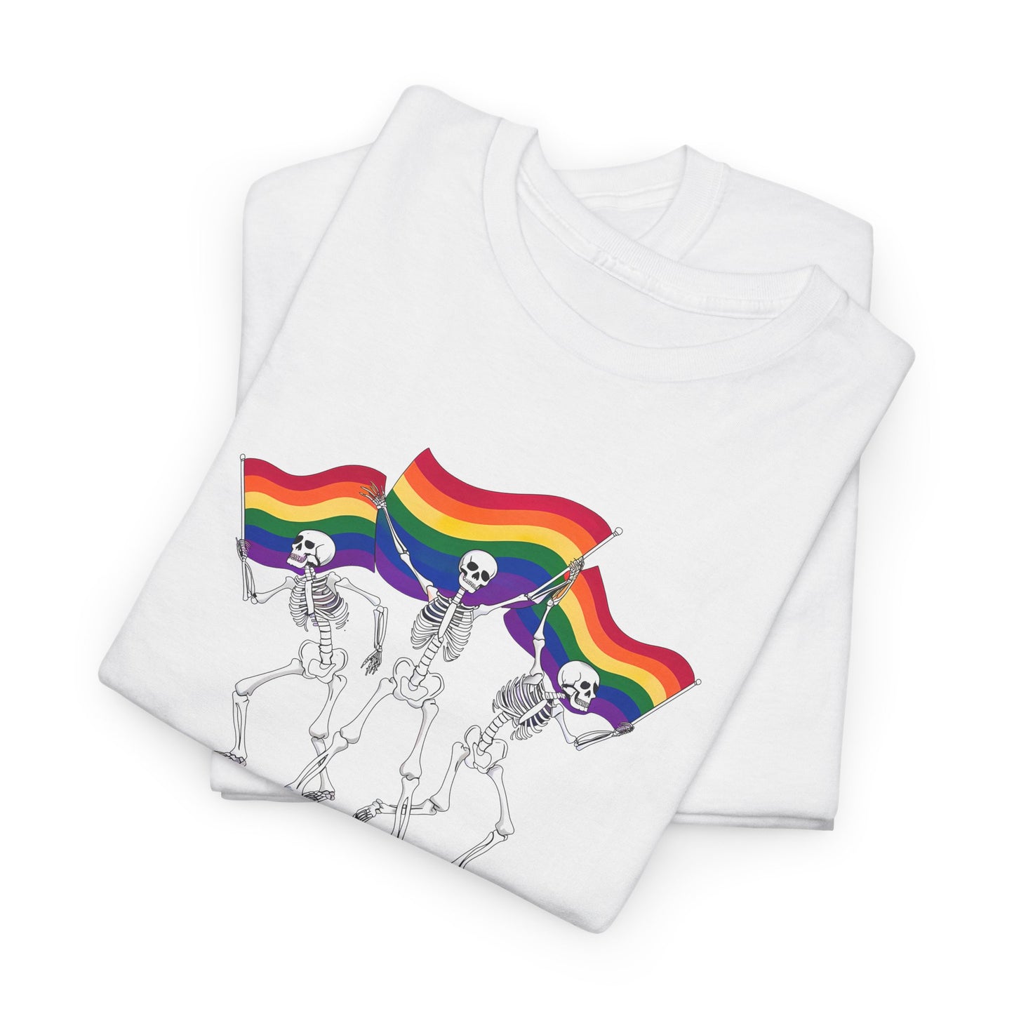 Pride Celebration Tee, Rainbow Skeletons Shirt, Unisex Cotton T-Shirt, LGBTQ+ Apparel, Fun Party Wear, Festival Top