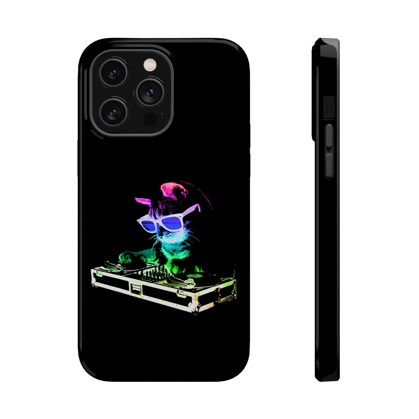 iPhone Case - Retro Rainbow DJ Kitty - MagSafe