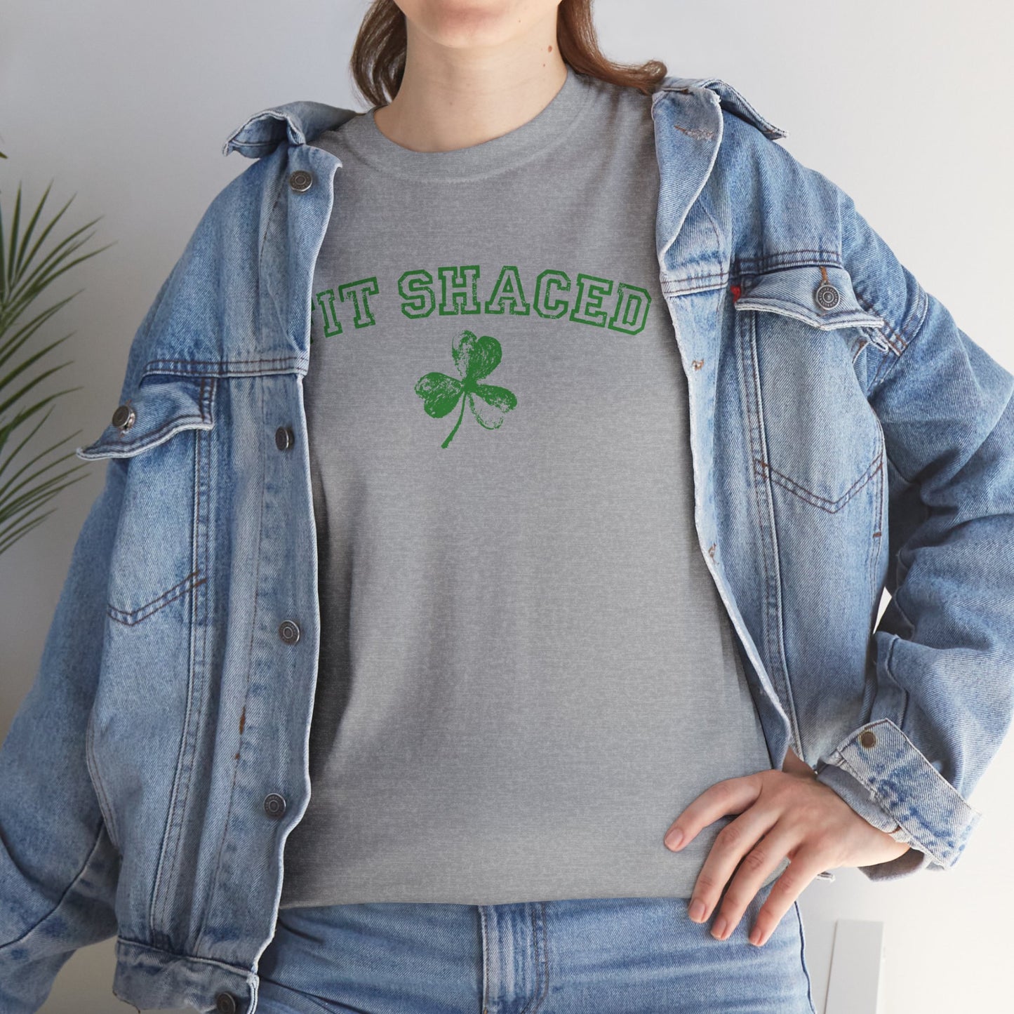 Funny St. Patrick's Day Unisex Heavy Cotton Tee - "Fit Shaced" Shamrock Design