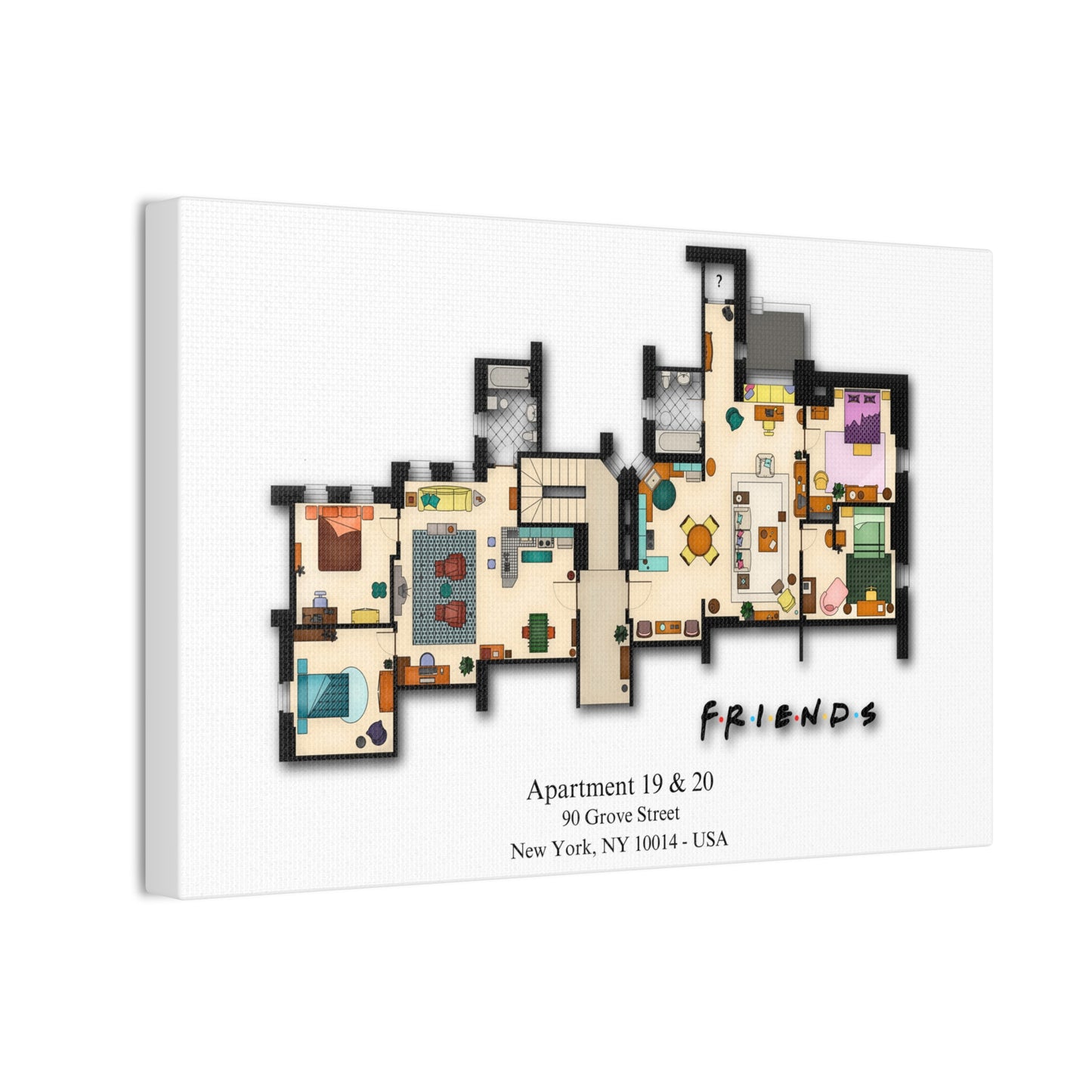 Friends TV Show Apartments 19 & 20 Layout Canvas Prints - Various Size Options