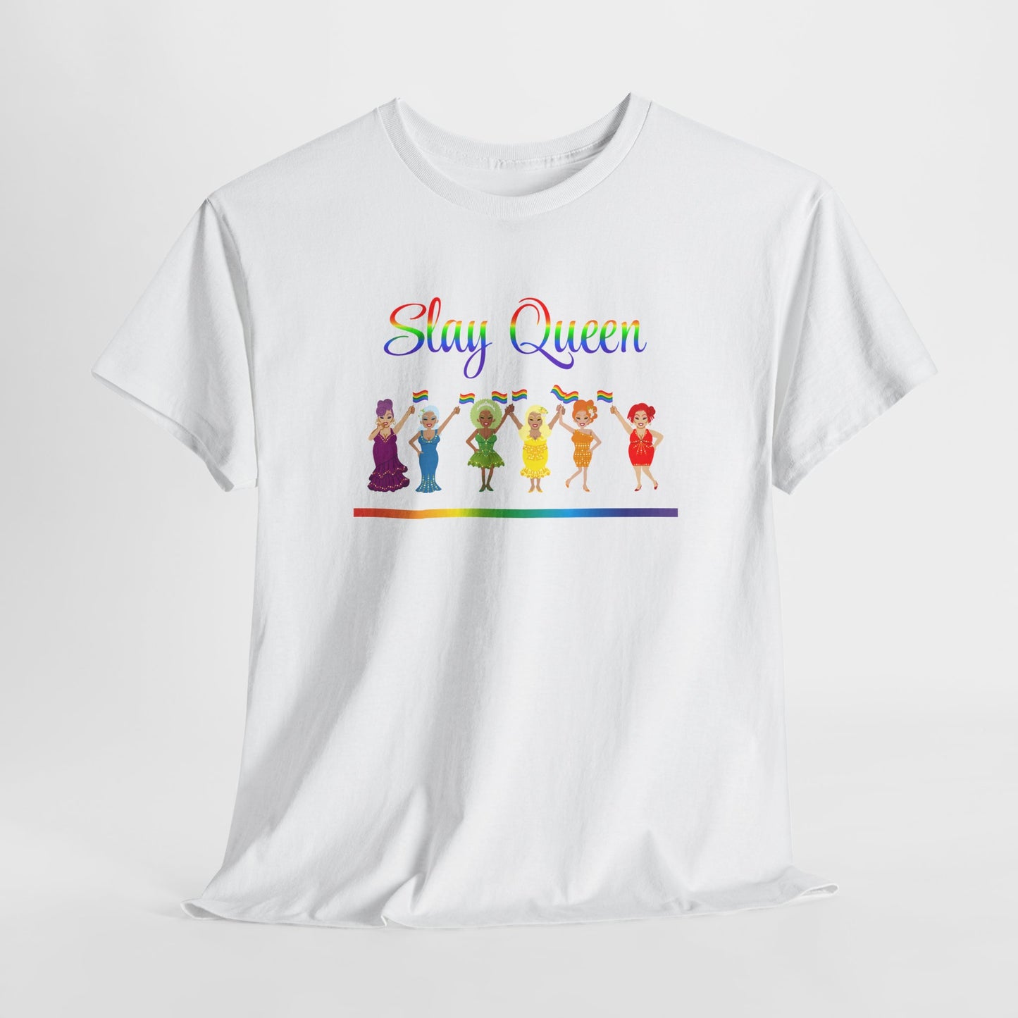 Pride Celebratory Drag Queen Tee - Slay Queen, Unisex Cotton Tee, LGBTQ+ Apparel