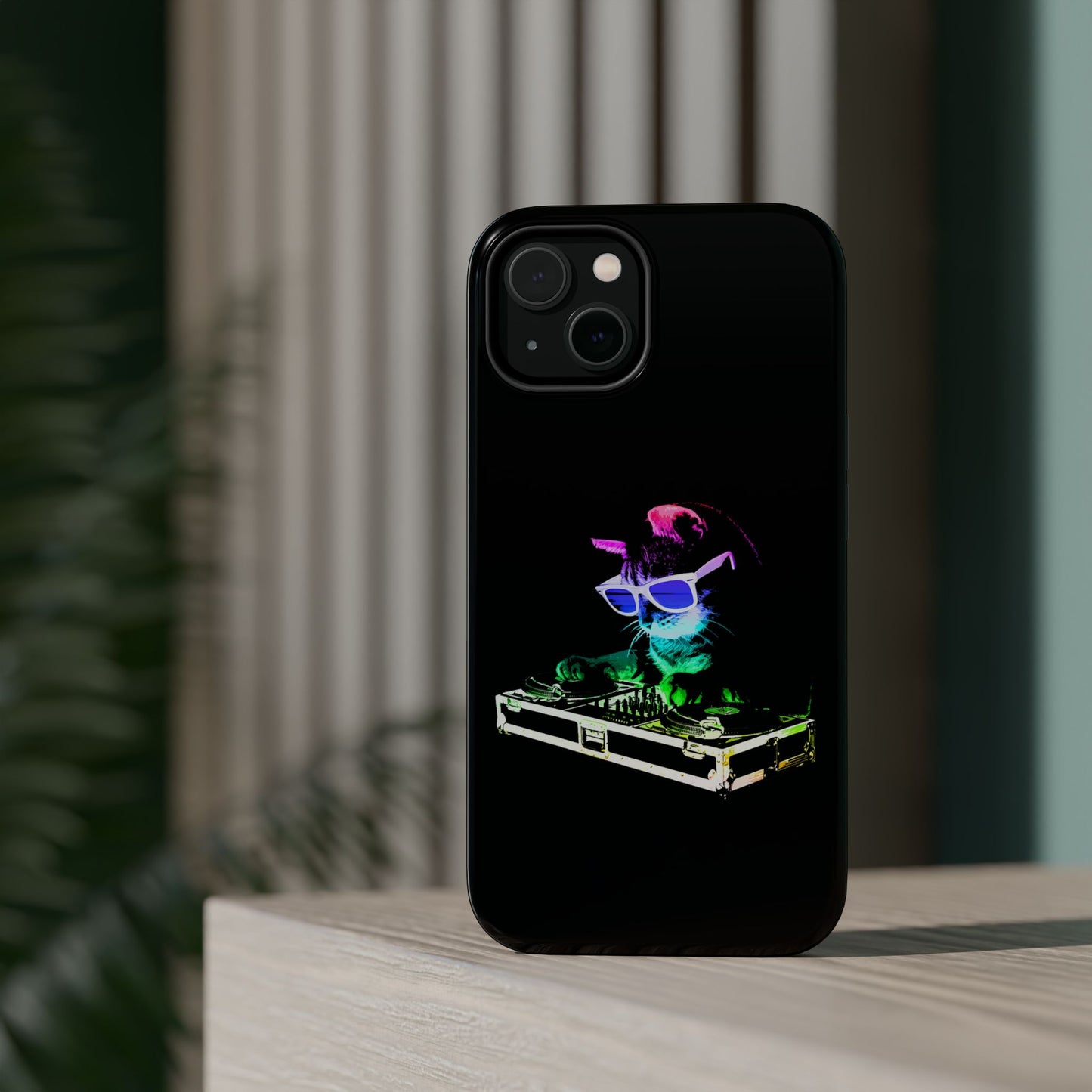 iPhone Case - Retro Rainbow DJ Kitty - MagSafe