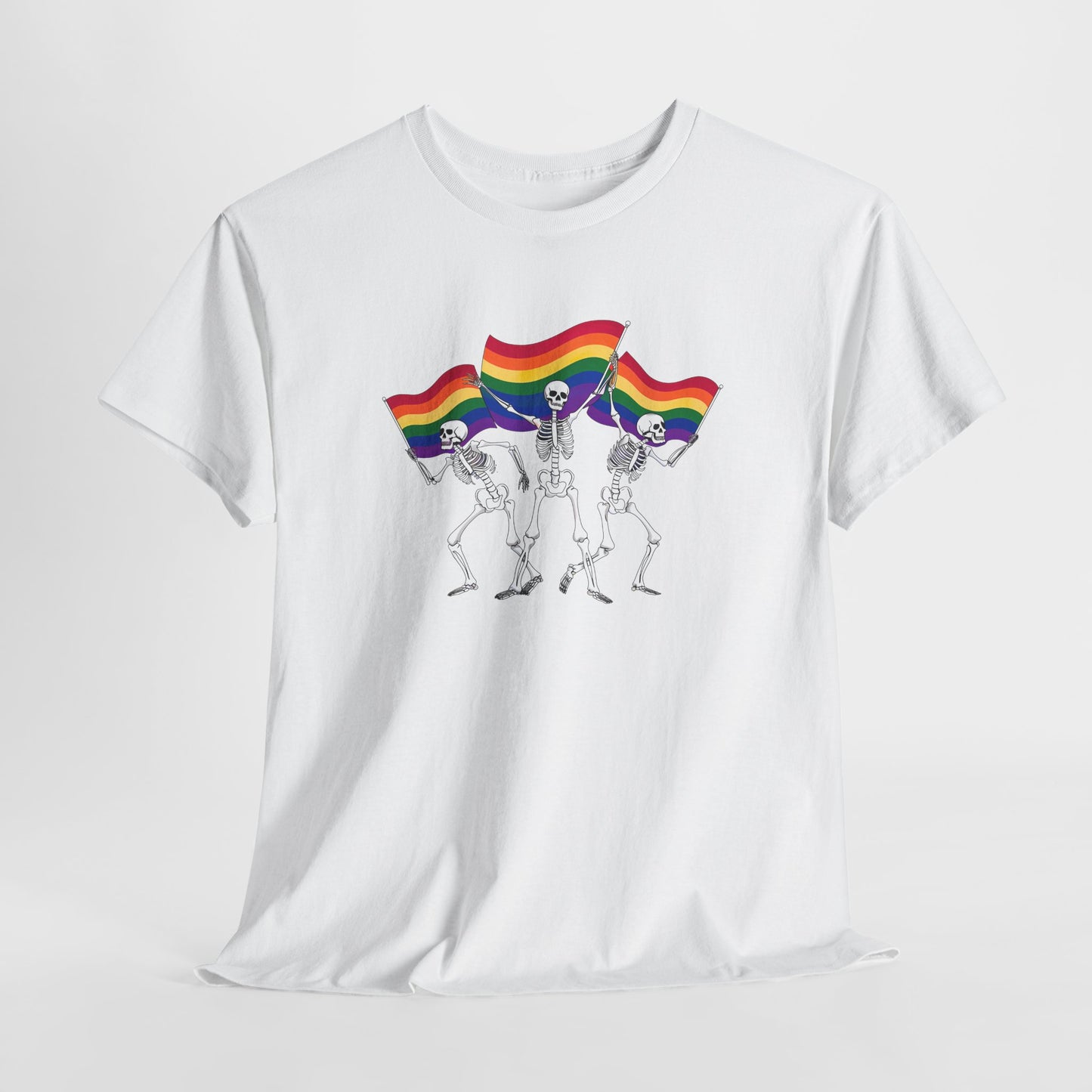 Pride Celebration Tee, Rainbow Skeletons Shirt, Unisex Cotton T-Shirt, LGBTQ+ Apparel, Fun Party Wear, Festival Top