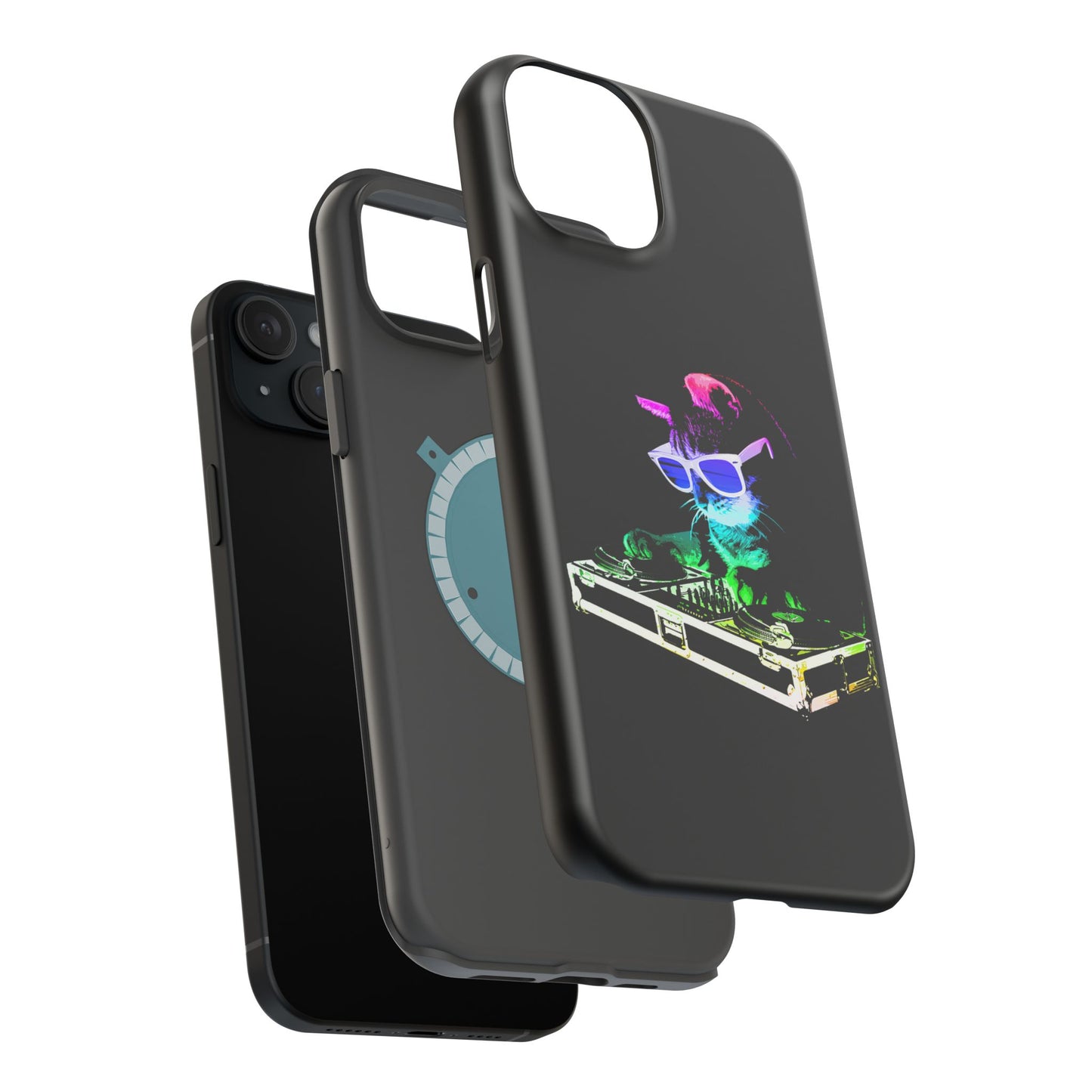 iPhone Case - Retro Rainbow DJ Kitty - MagSafe