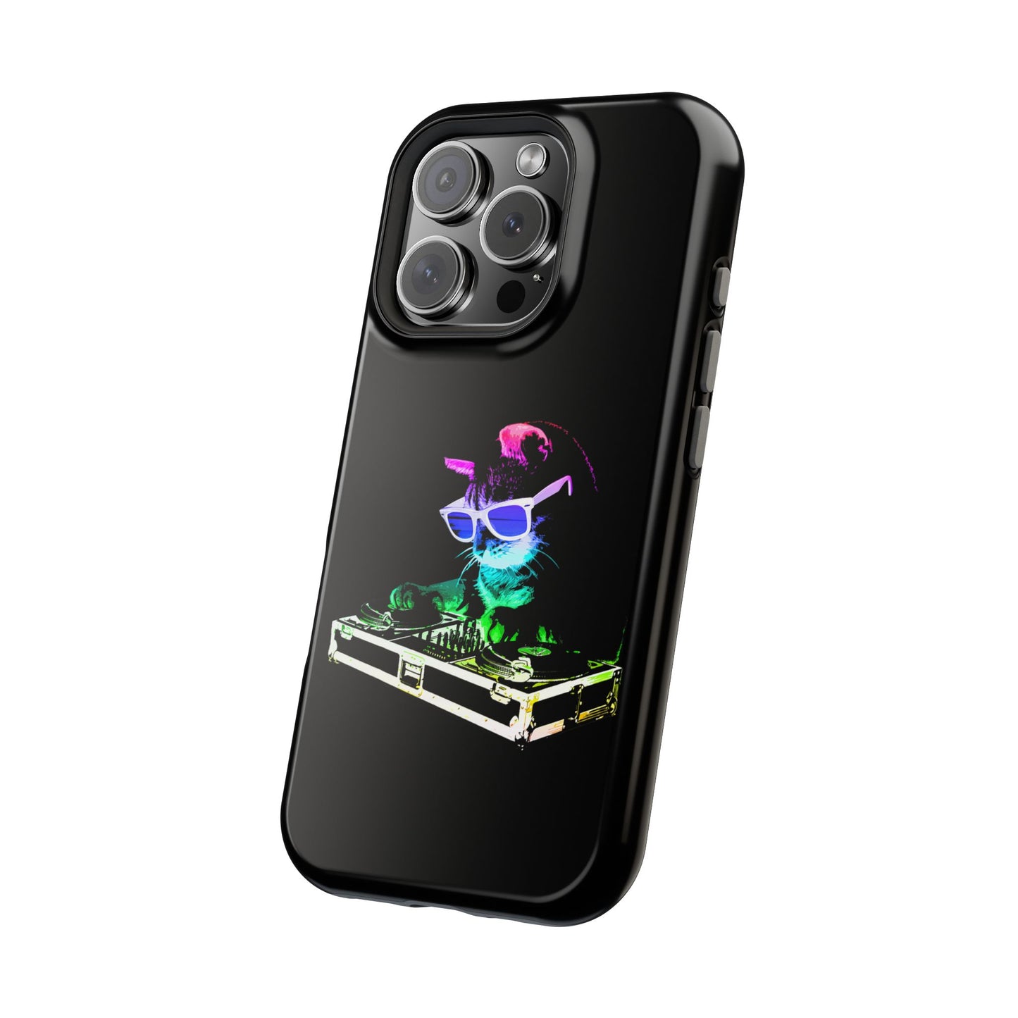 iPhone Case - Retro Rainbow DJ Kitty - MagSafe