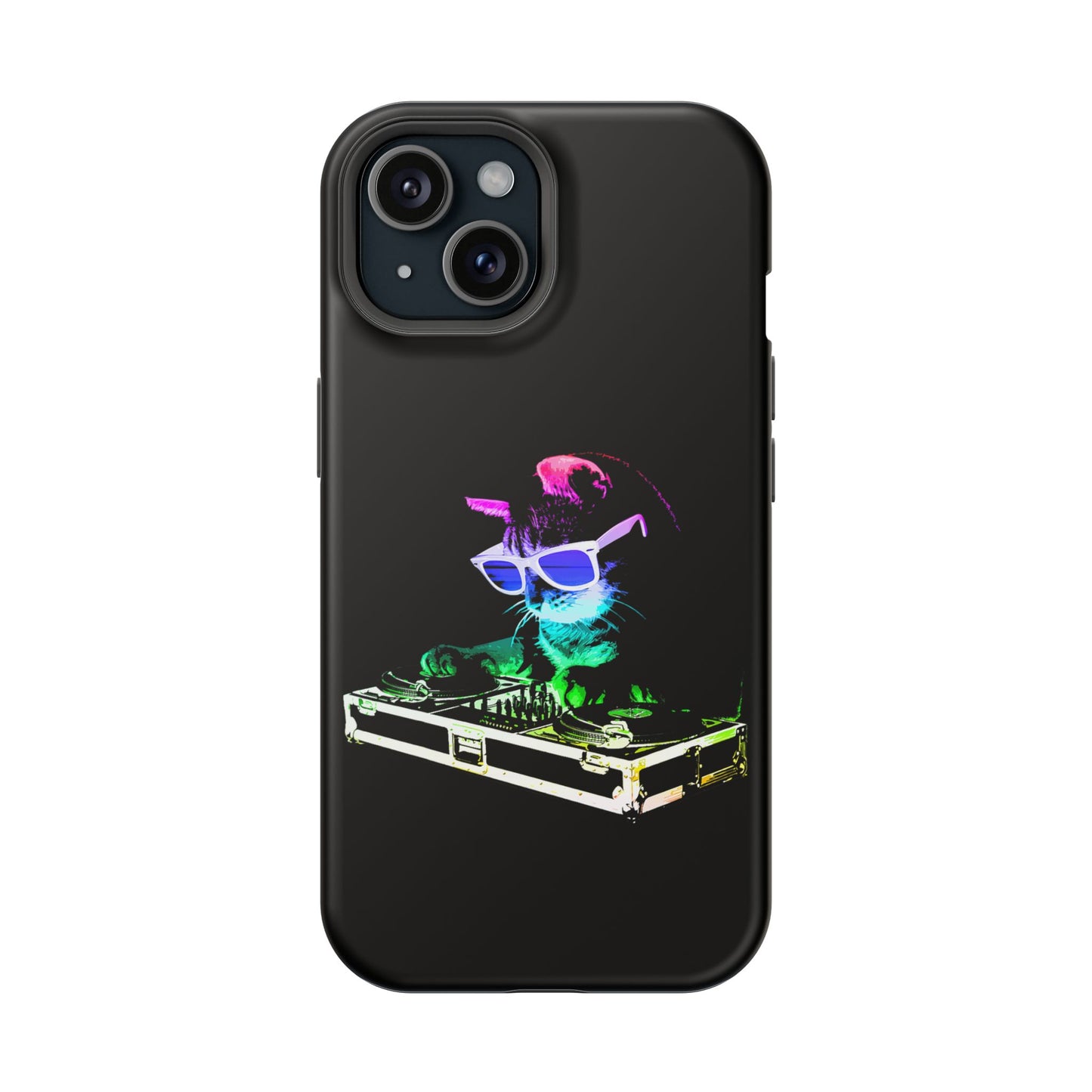 iPhone Case - Retro Rainbow DJ Kitty - MagSafe